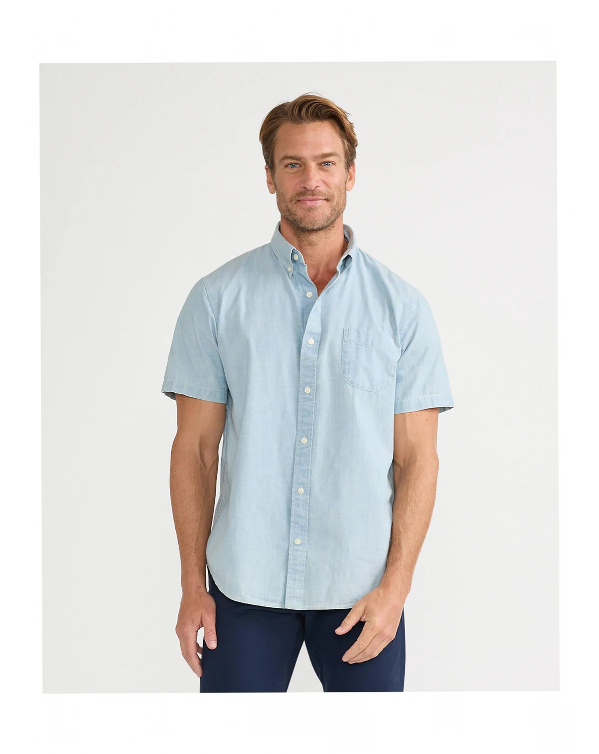 Big & Tall Short Sleeve Button Down Chambray Shirt