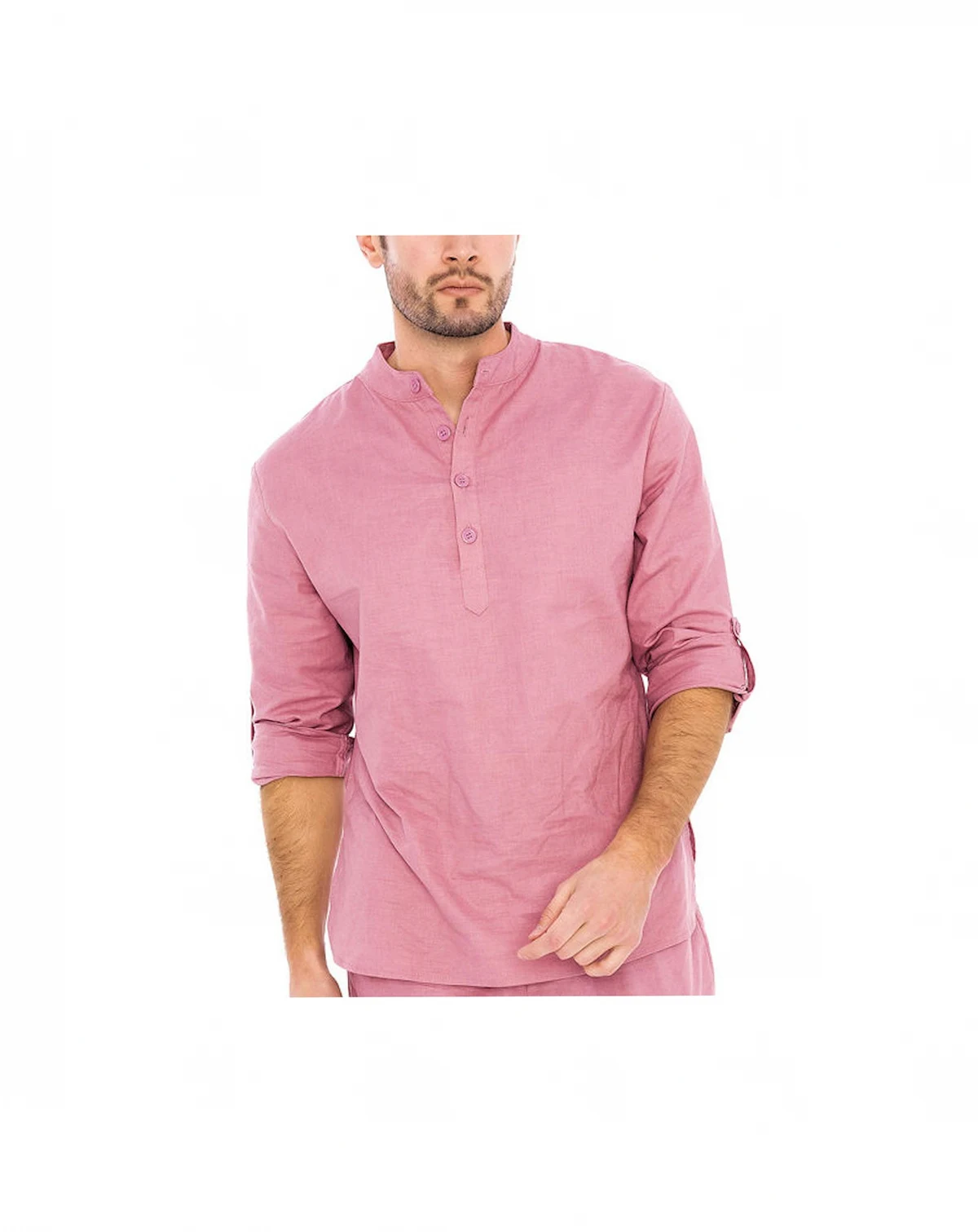 Men's Linen Nehru Collar Shirt