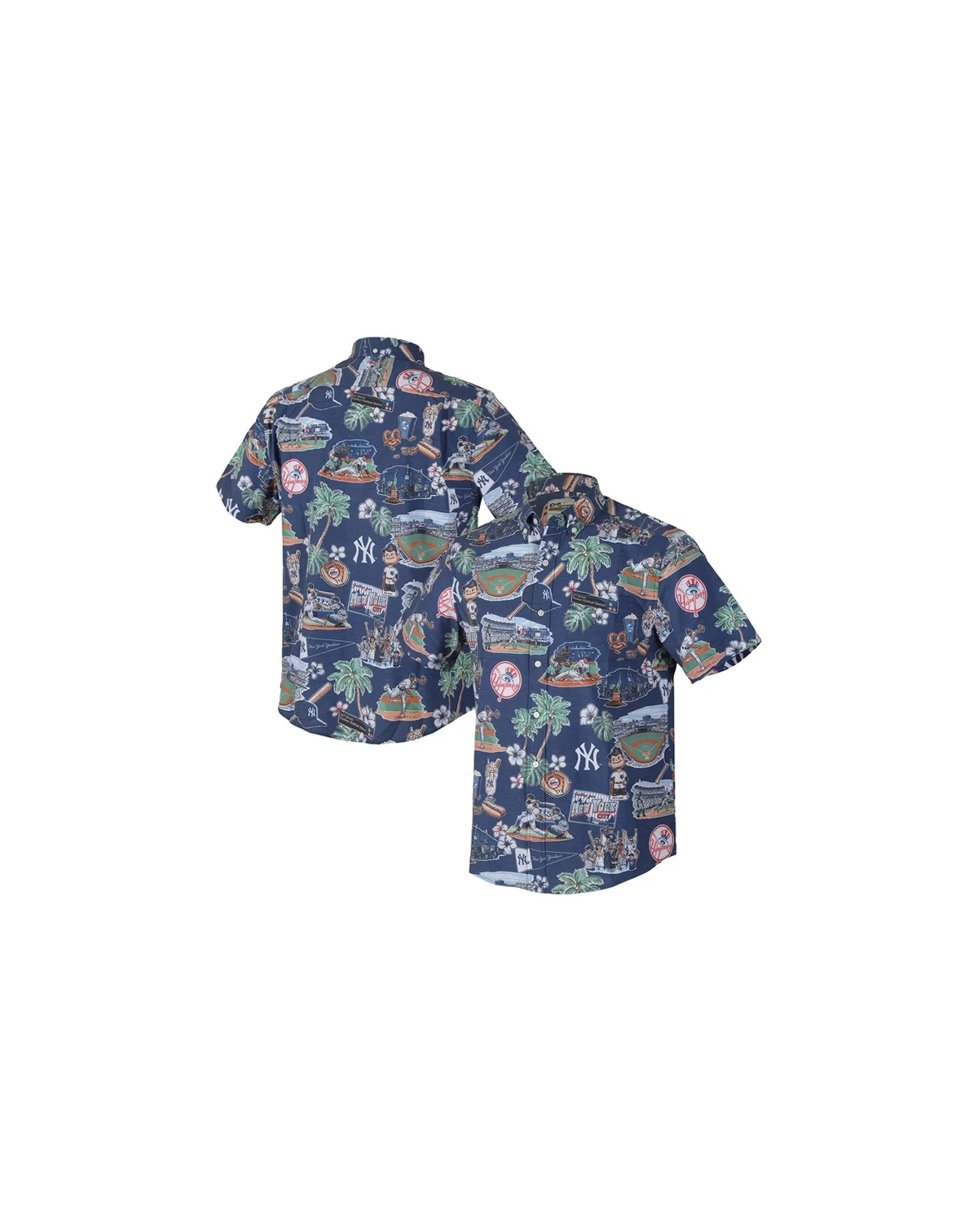 Men's Navy New York Yankees Scenic Tri-Blend Button-Down Shirt