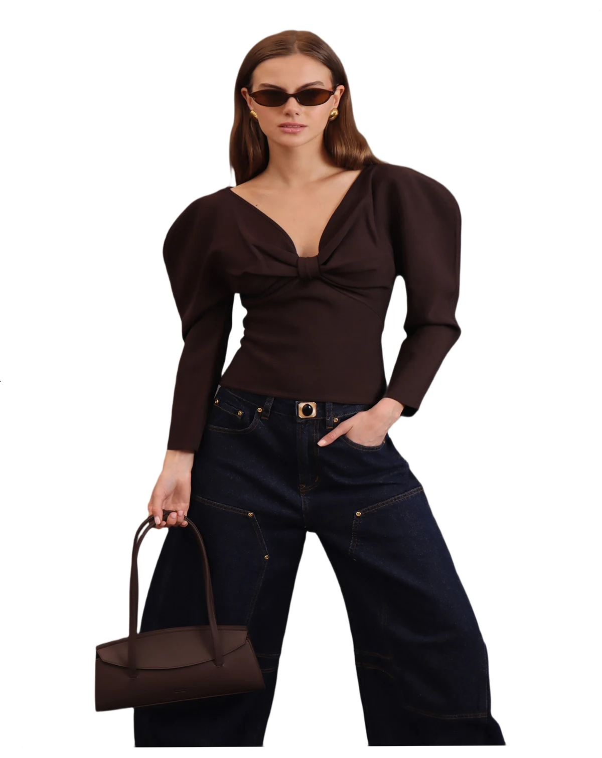 Women's Exaggerated-Sleeve Bow Top