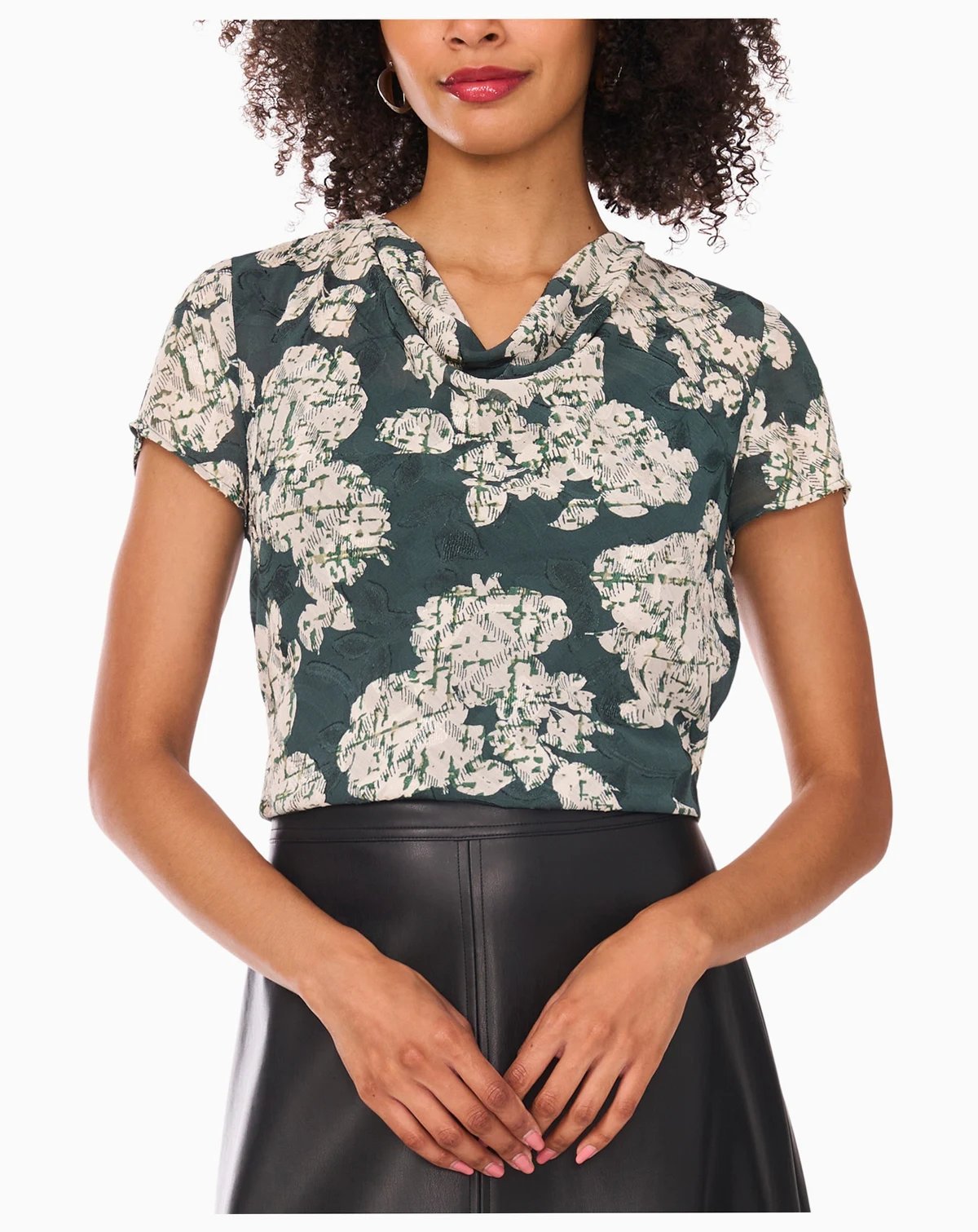 Women's Cap-Sleeve Cowl Neck Blouse