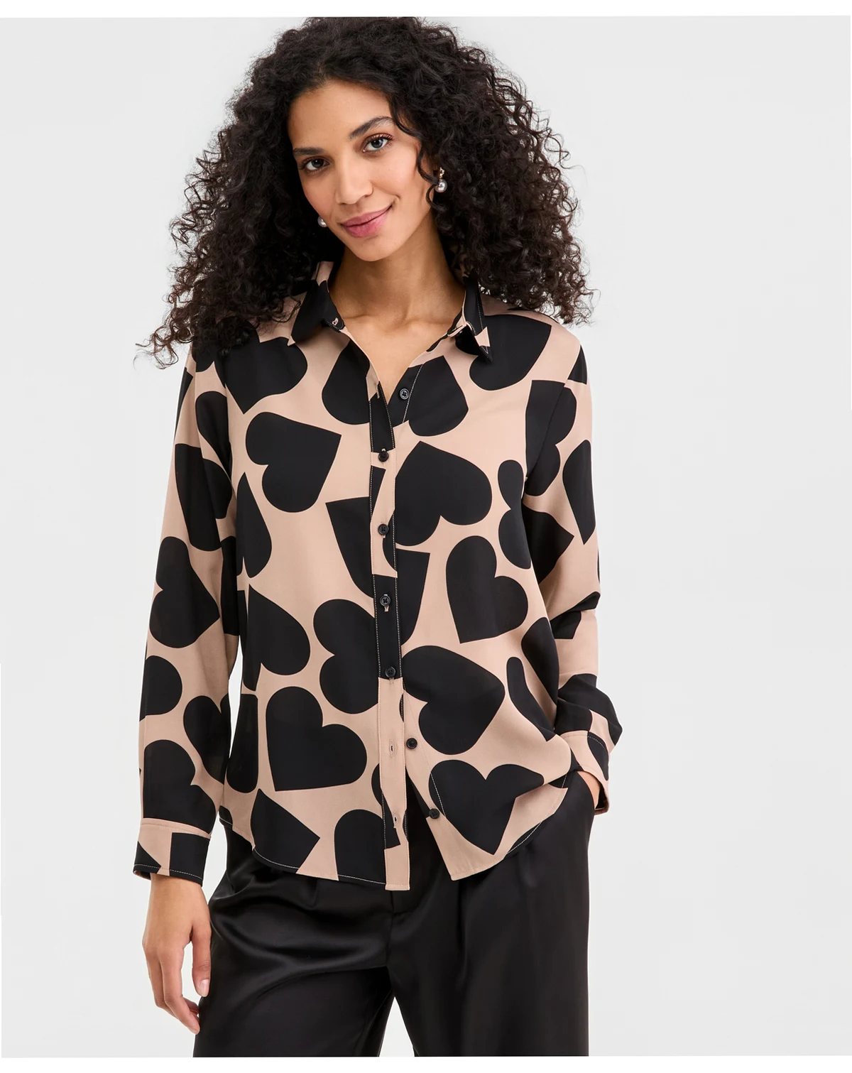 On 34th Women's Woven Heart Button-Down Top, Exclusive