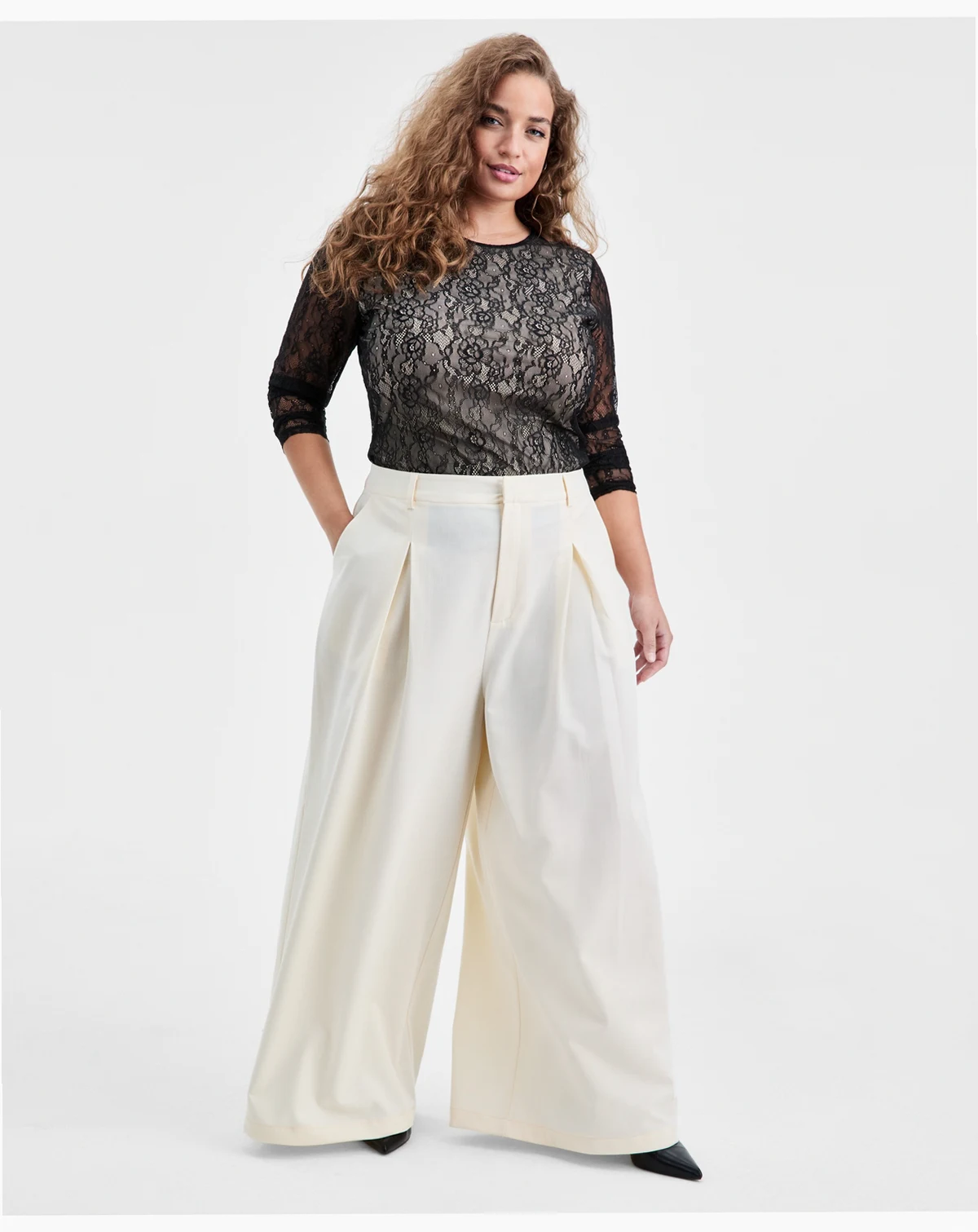 Trendy Plus Size Casual Pleated Wide-Leg Pants, Macy's Exclusive