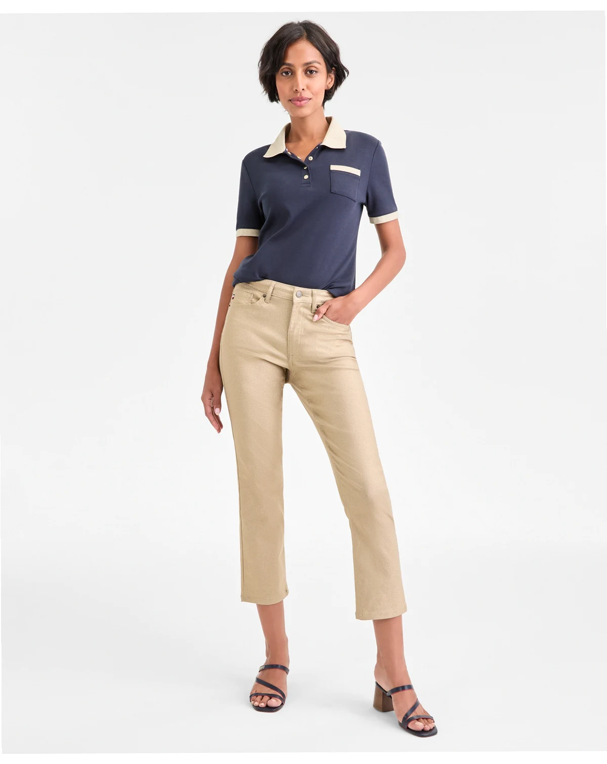 Women's Foiled Straight-Leg Jeans