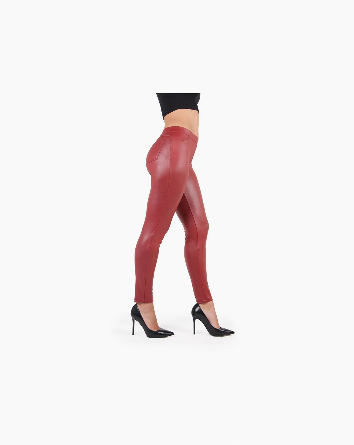 Women's Fever Red Faux Leather Leggings