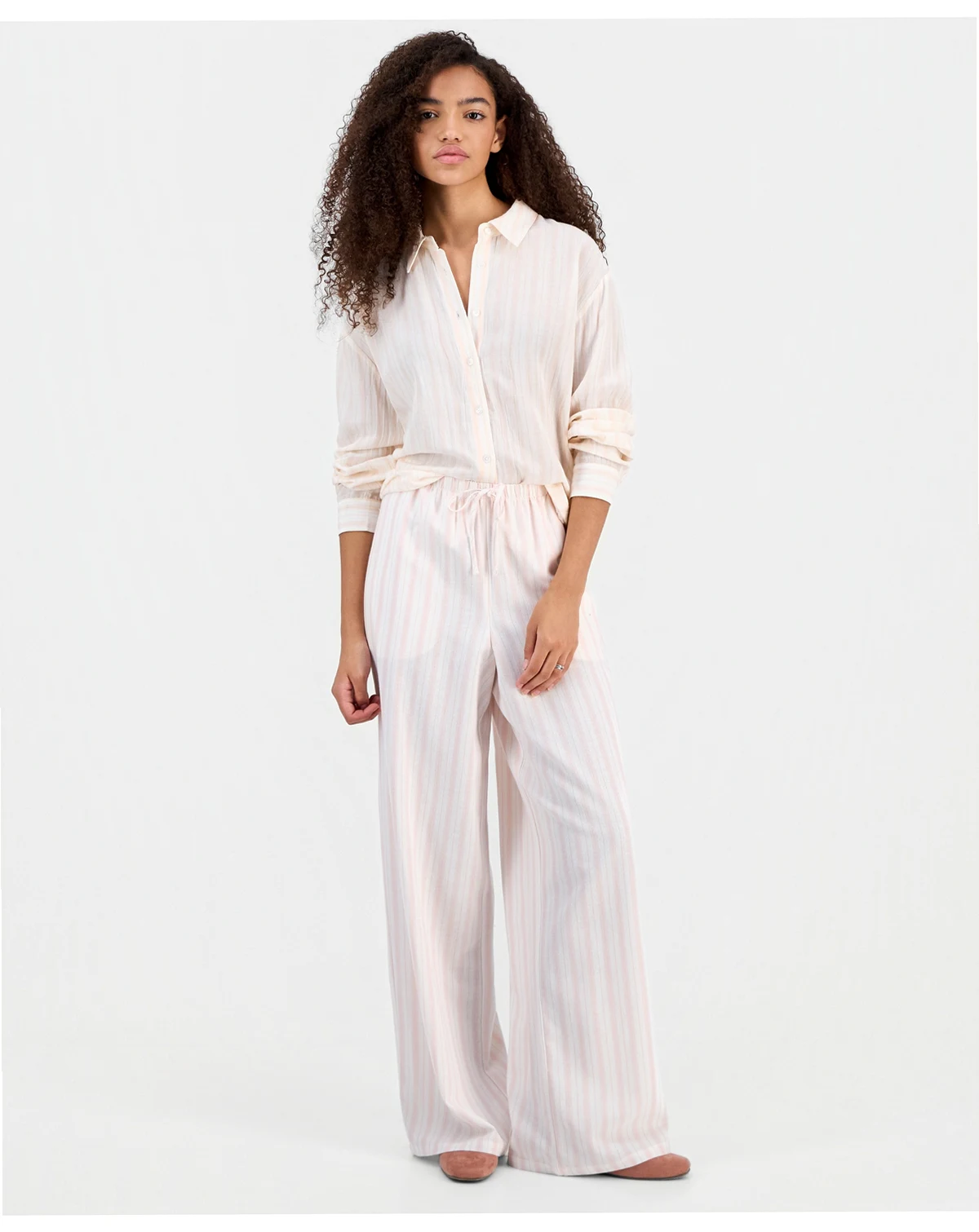 Juniors' Wide-Leg Linen-Blend Pants