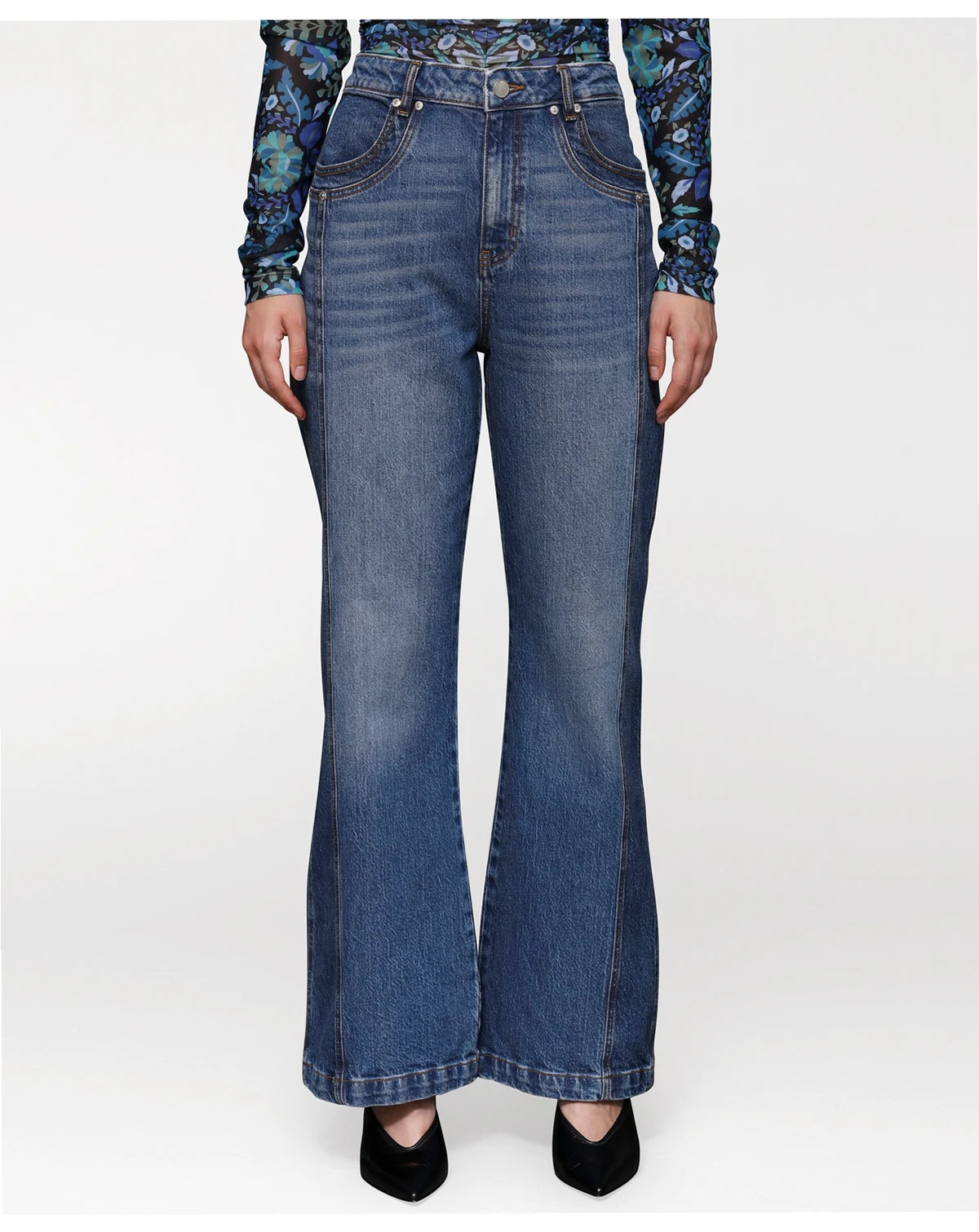Women's Two-Tone Flared Jeans