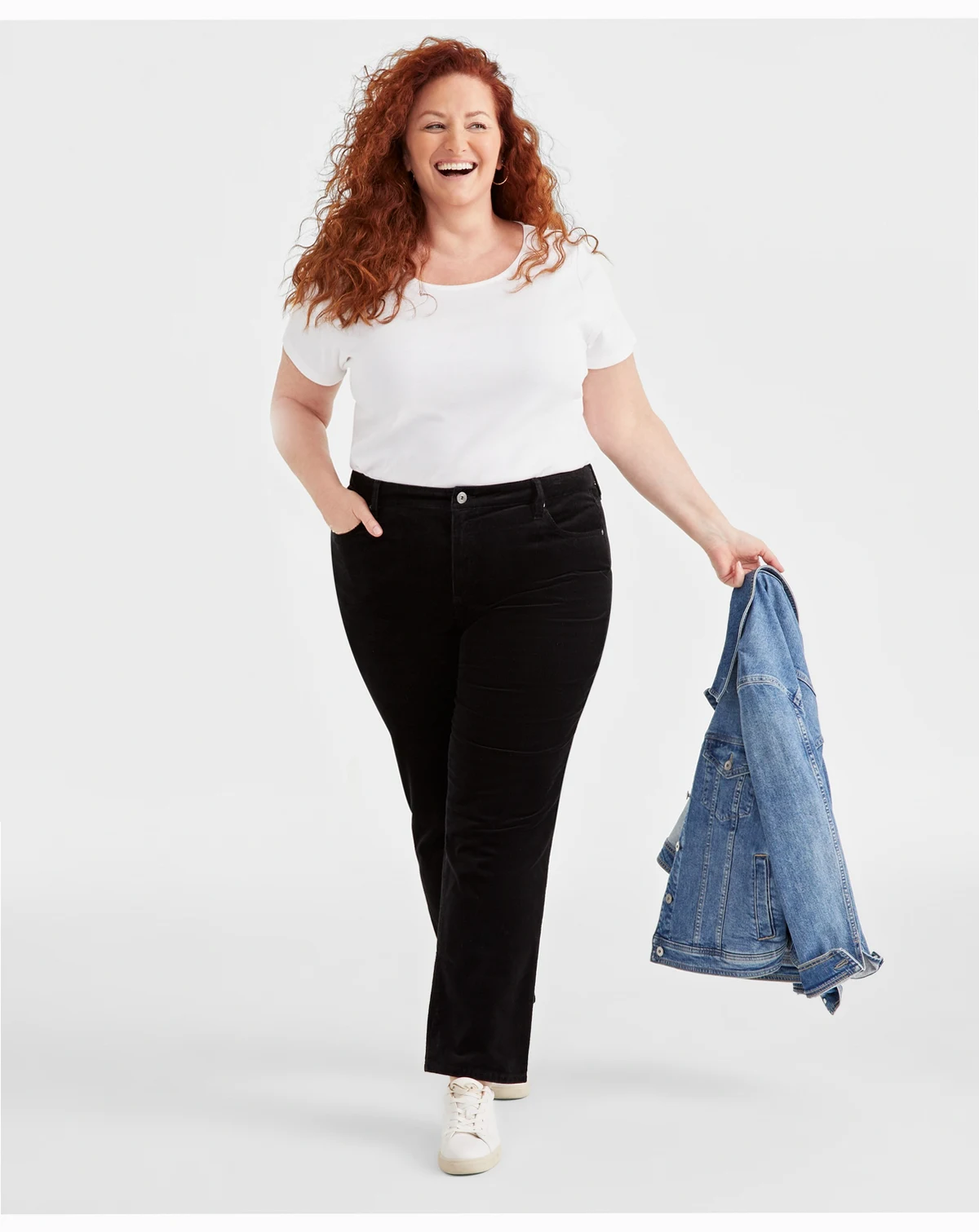 Plus Size High-Rise Straight-Leg Corduroy Pants, Macy's Exclusive