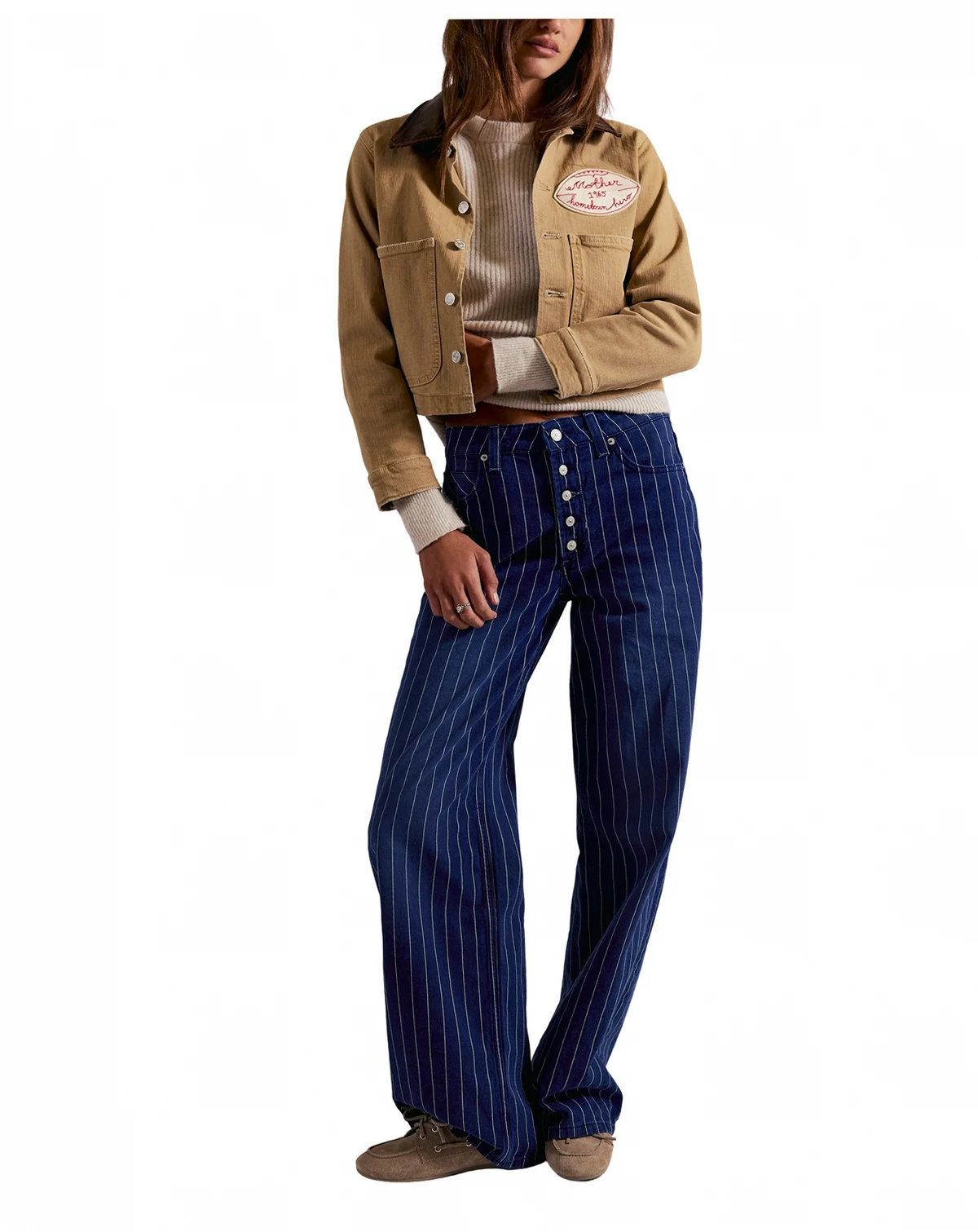 Women's Striped Mid-Rise Jeans