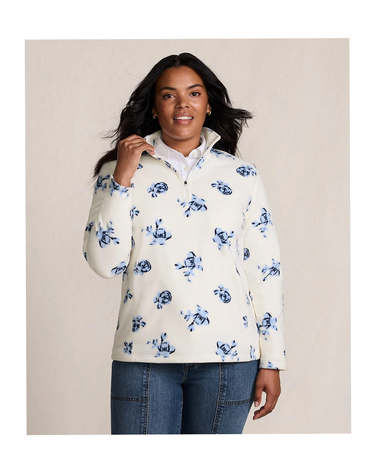 Women's Plus Size Anyweather Fleece Quarter Zip Pullover