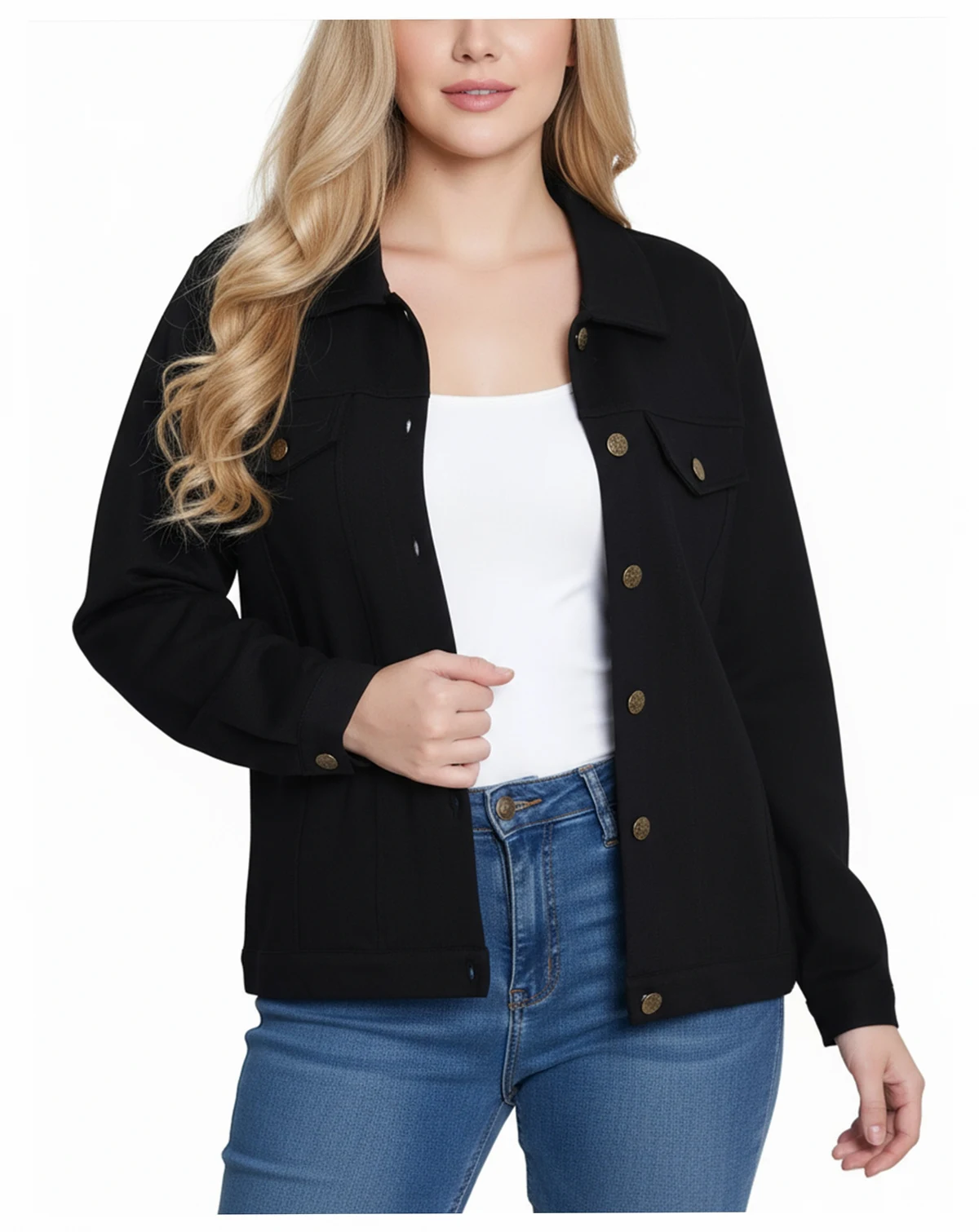 Plus Size Long Sleeve Ponte Jacket