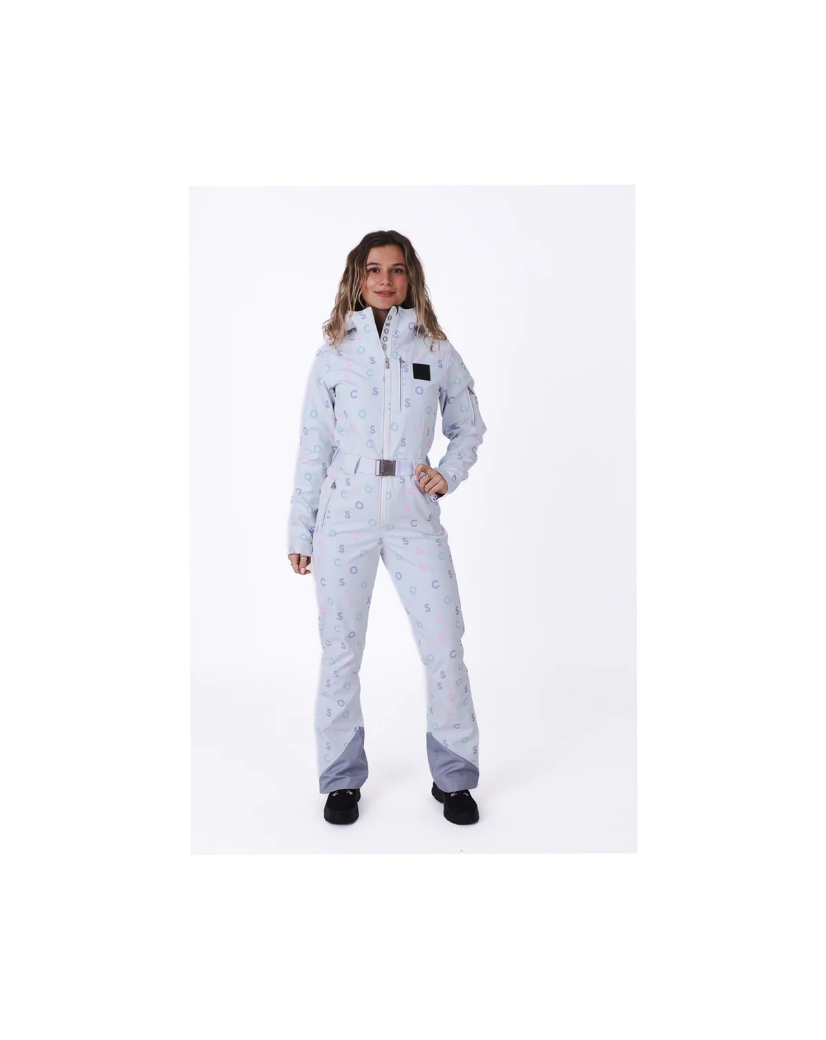 Women's White Print Chic Ski Suit