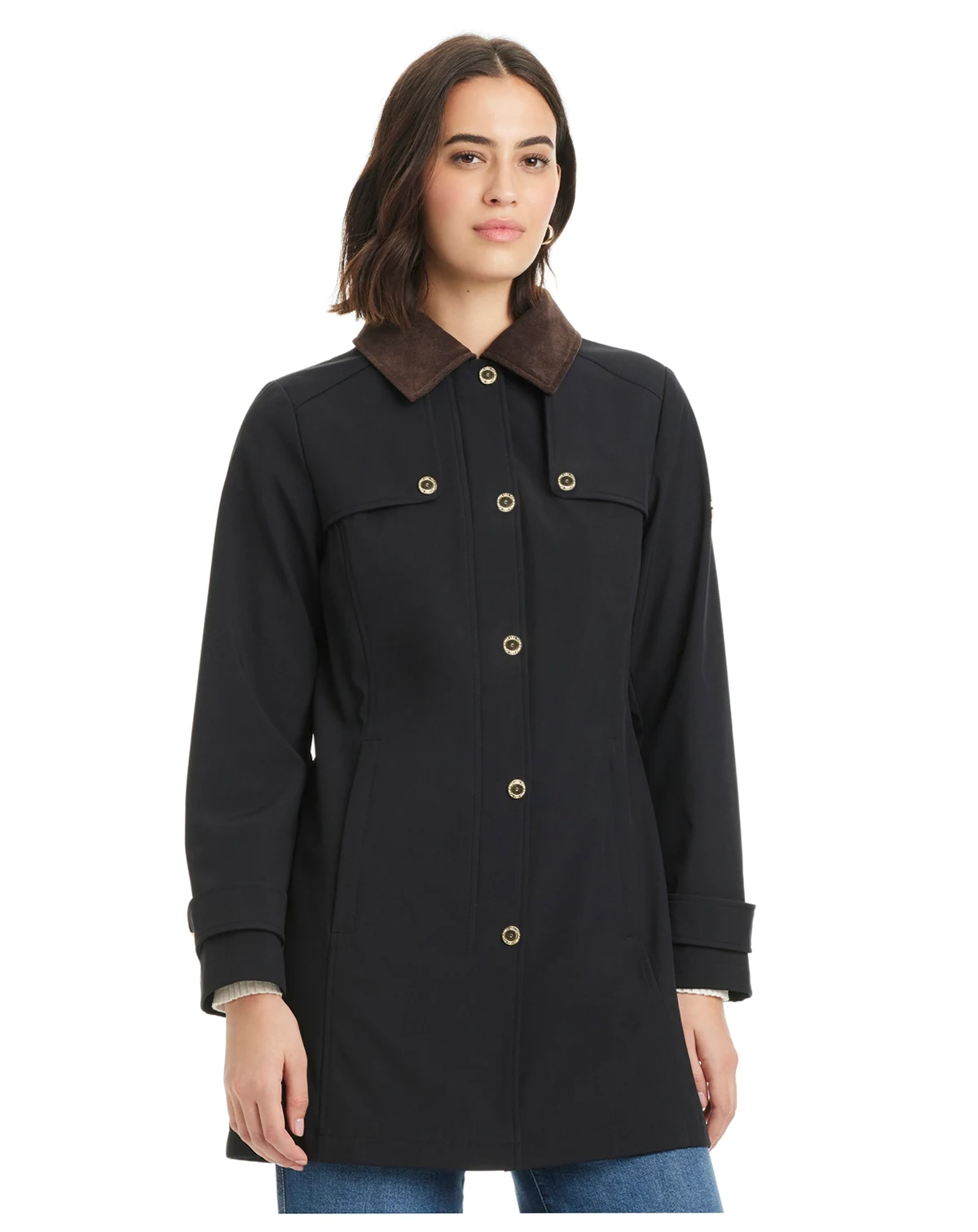Women's Hooded Corduroy-Collar Softshell Coat, Exclusively at Macy's