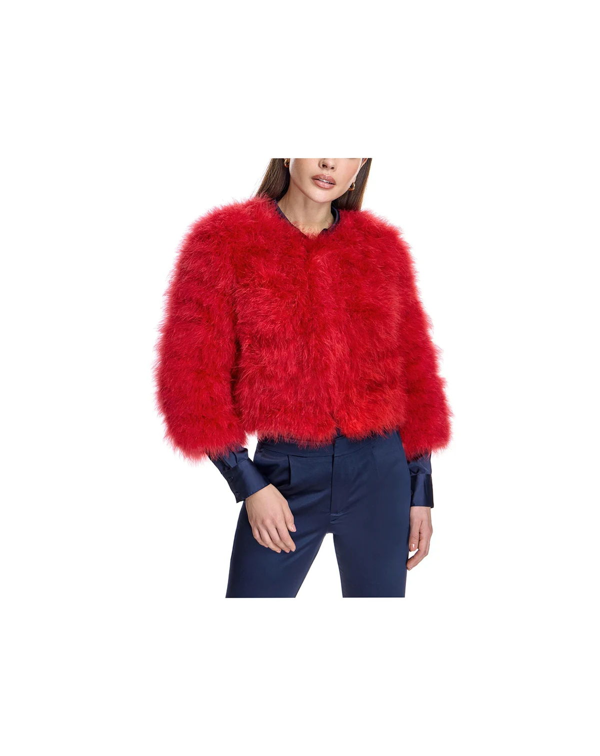 Women's Collarless Feather Bolero