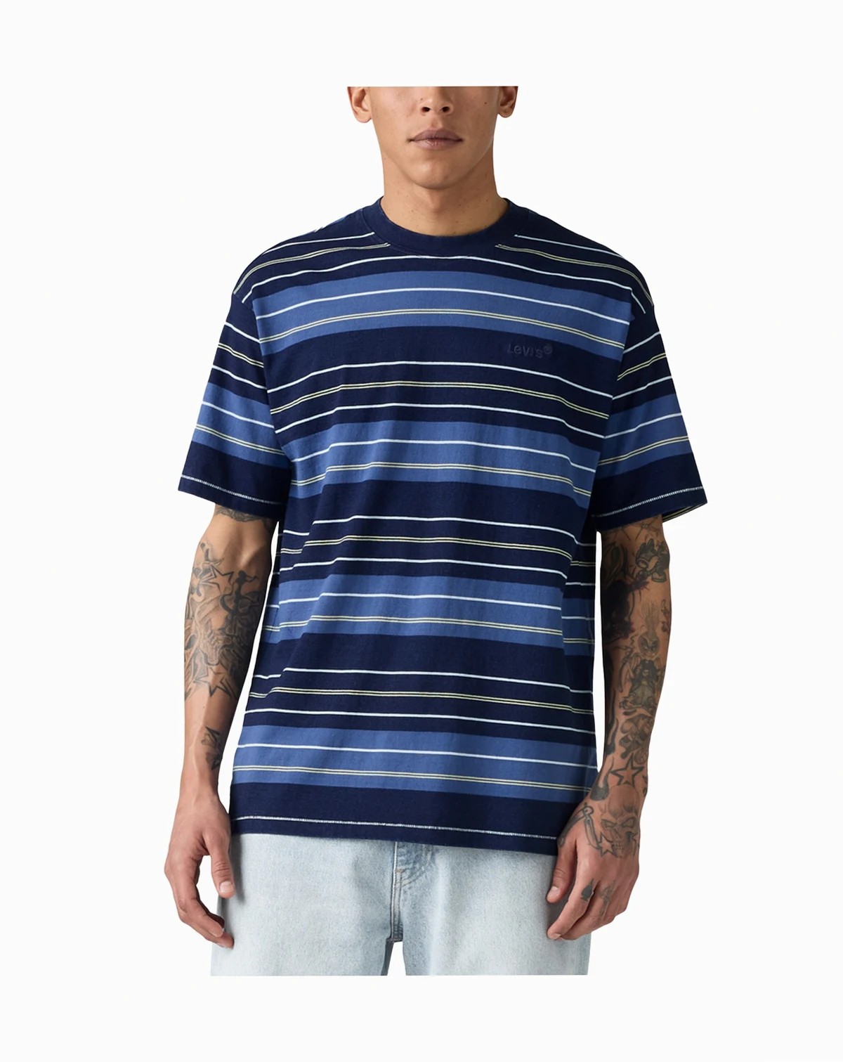 Men's Short-Sleeve Striped Crewneck T-Shirt