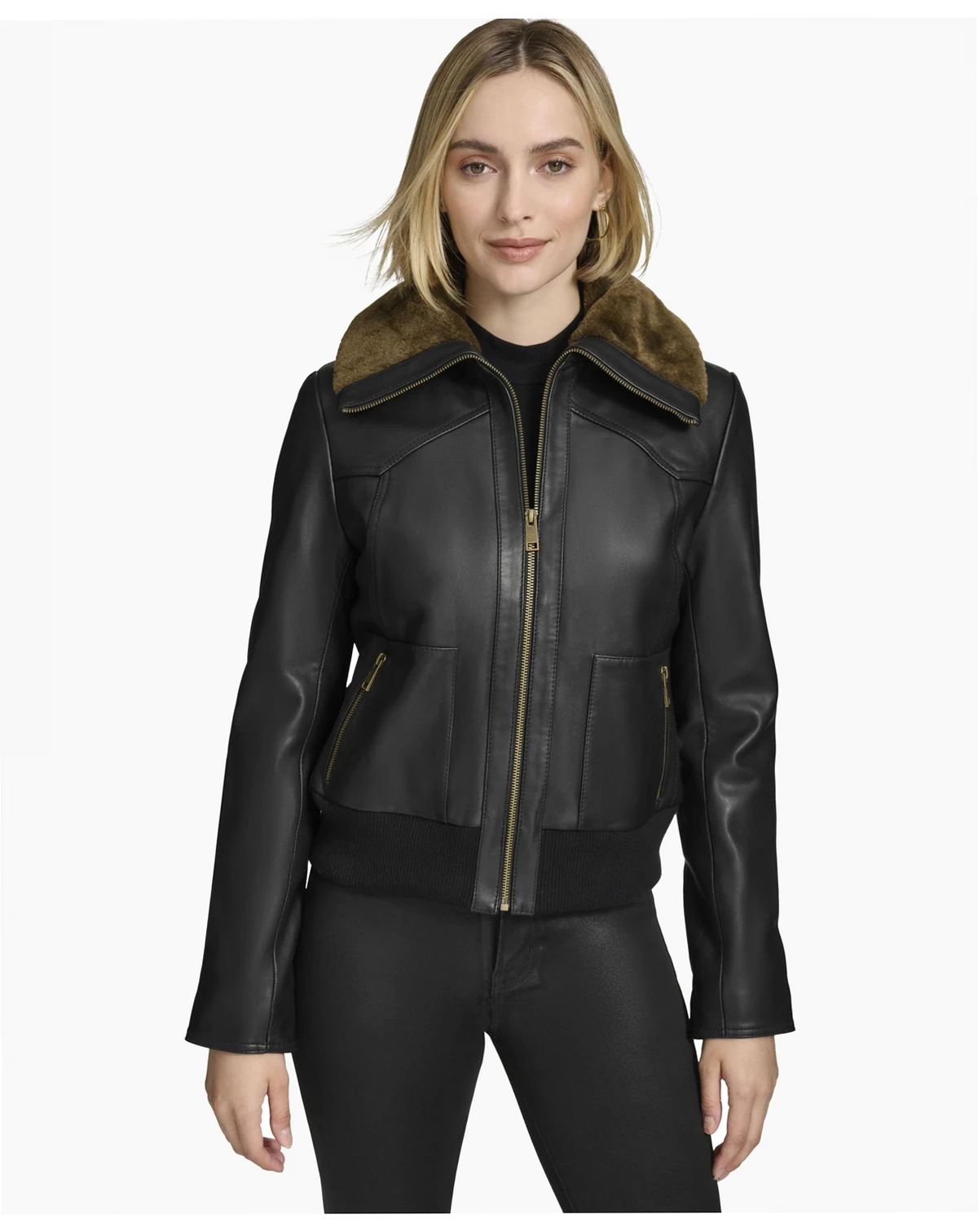 Women's Evie Aviator-Style Leather Jacket