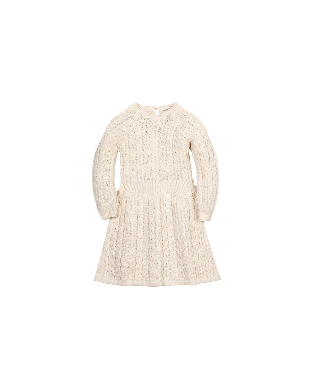 Toddler Girls Organic Rosette Detail Cable Knit Sweater Dress