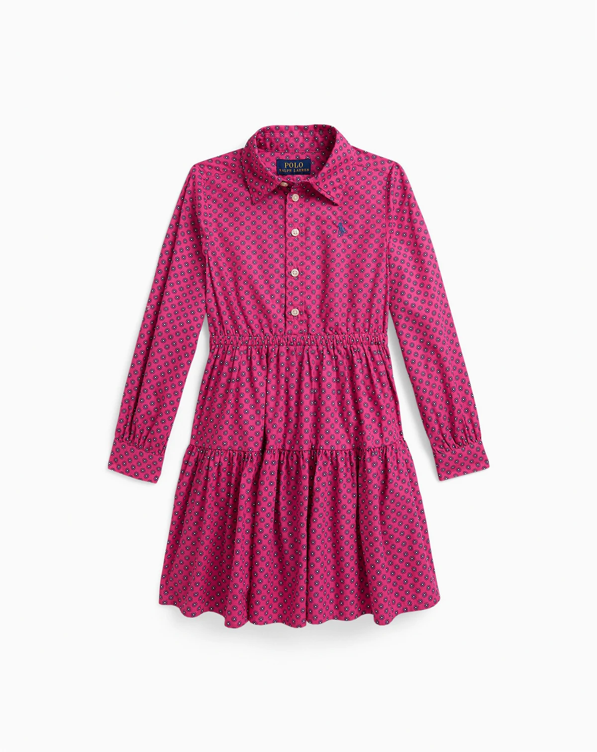 Girls' 2T-6X Floral Long-Sleeve Poplin Shirt Dress