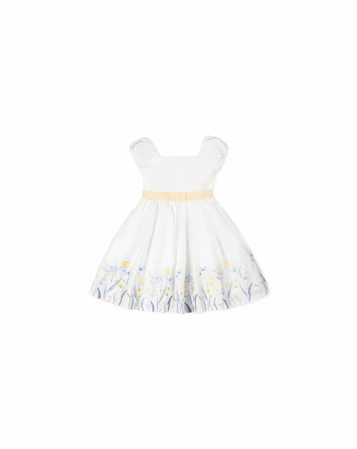 Toddler Girls Organic Puff Sleeve Sateen Party Dress