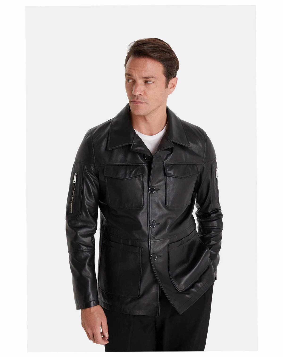 Men's Genuine Leather Jacket, Black