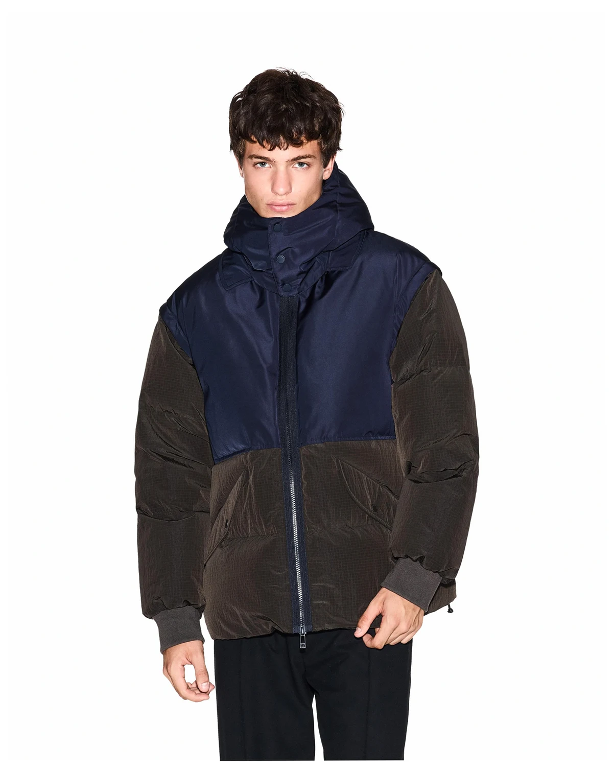 Men's Color Block Hooded Puffer Jacket