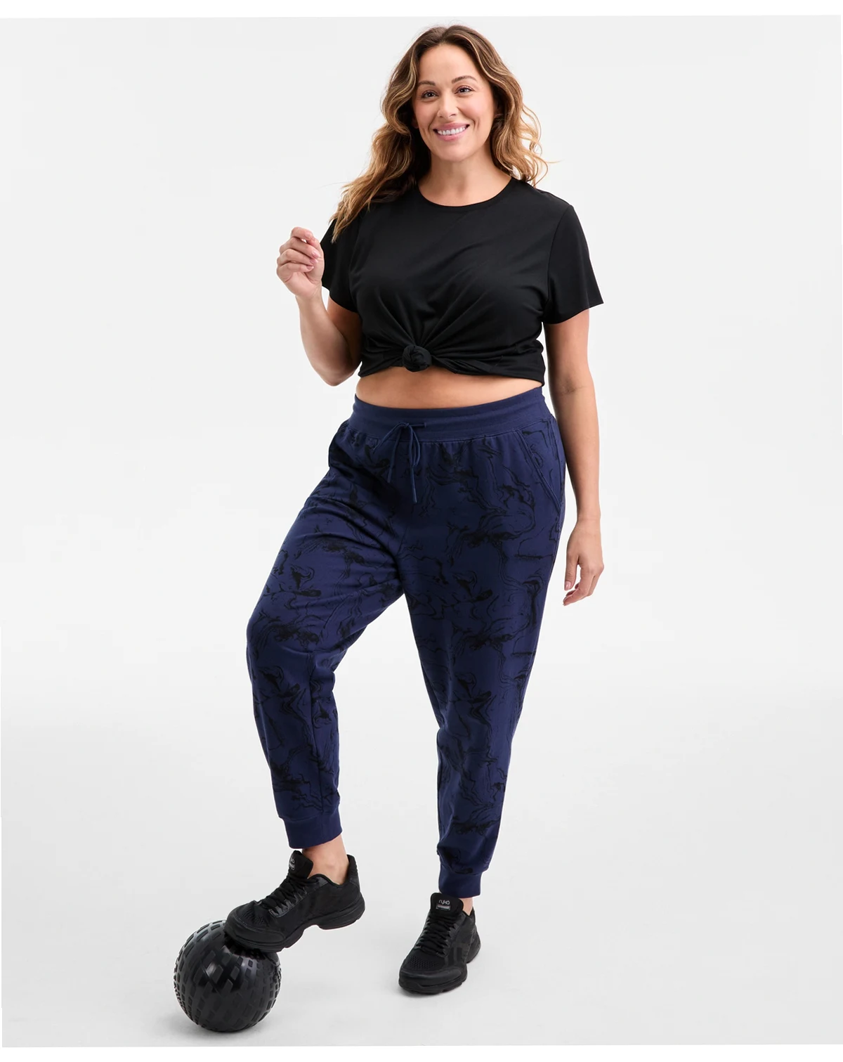Plus Size Relaxed High-Rise Marble Fleece Joggers, Macy's Exclusive