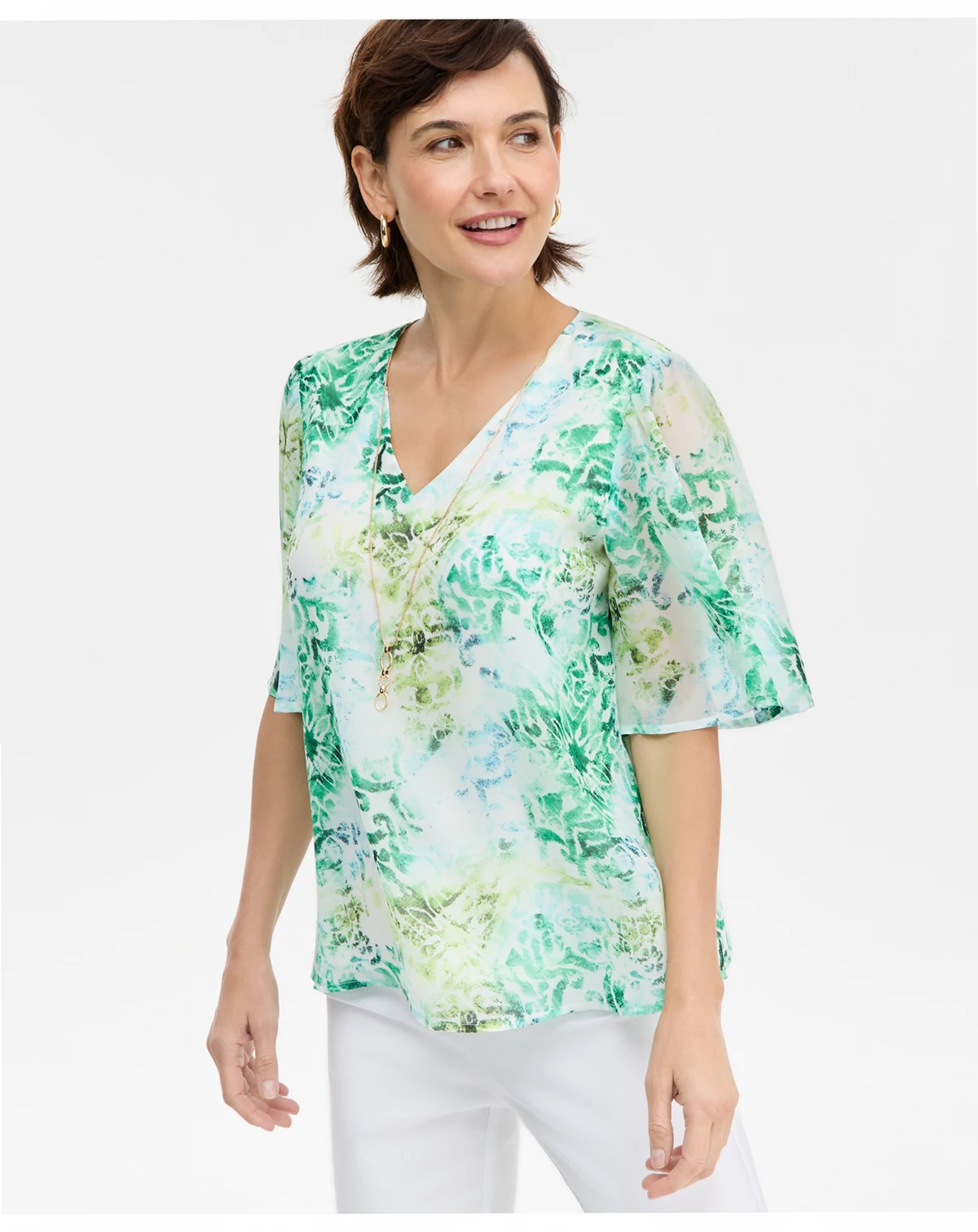 Women's Printed Necklace Top, Macy's Exclusive