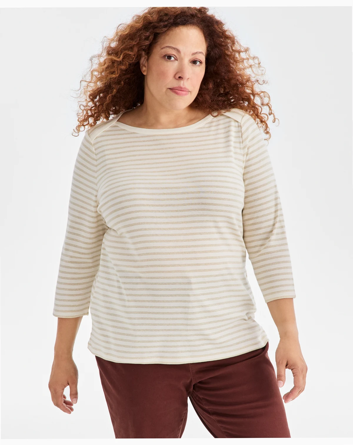 Plus Size Printed 3/4-Sleeve Top, Macy's Exclusive