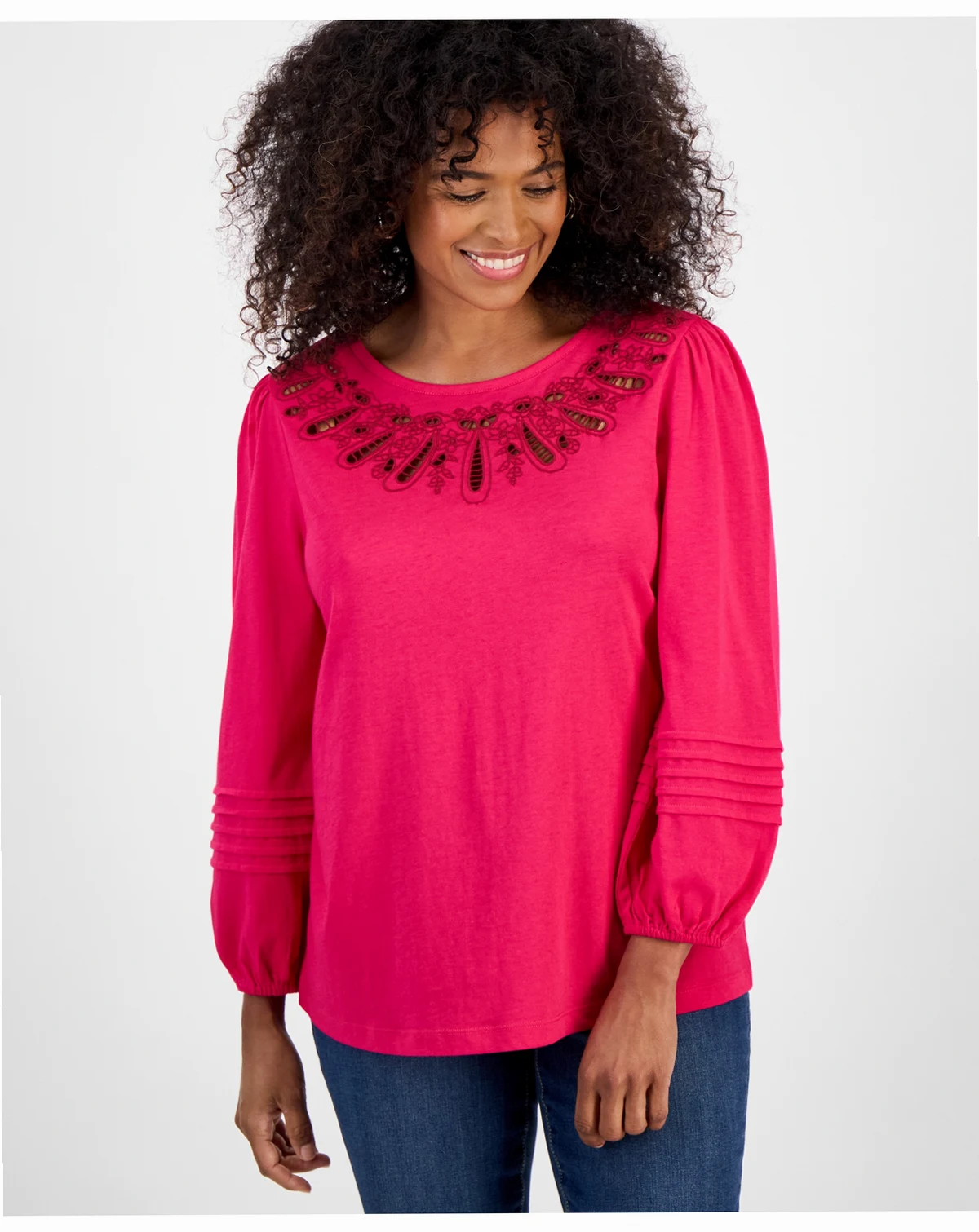 Women's Embroidery Long-Sleeve Knit, Macy's Exclusive