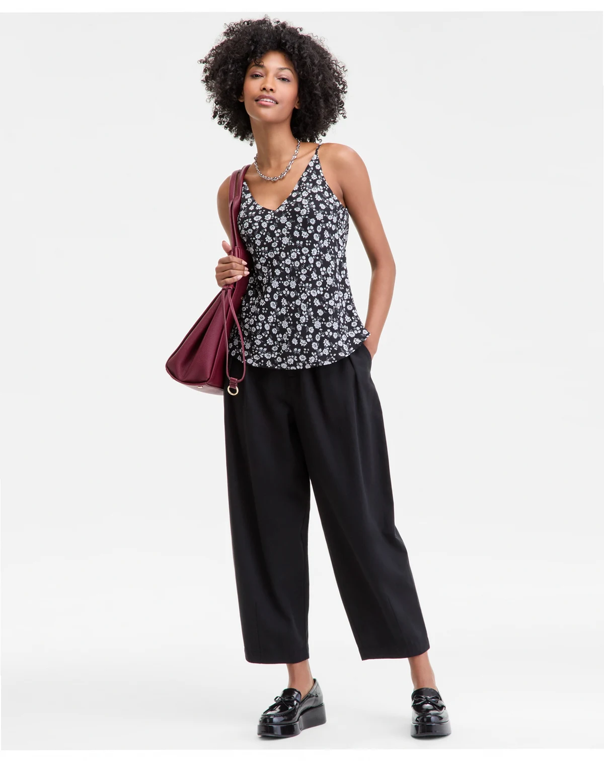 Women's Floral-Print Double V-Neck Tank, Macy's Exclusive