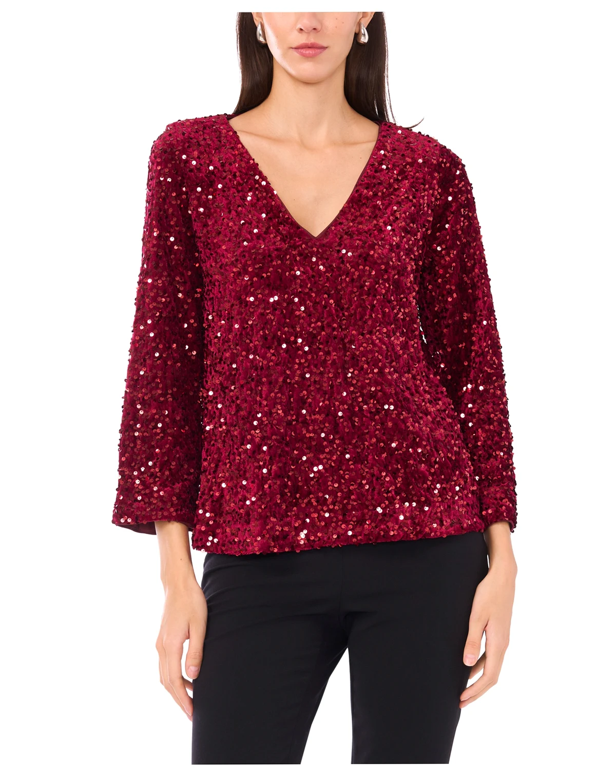 Women's Velvet V-Neck Top