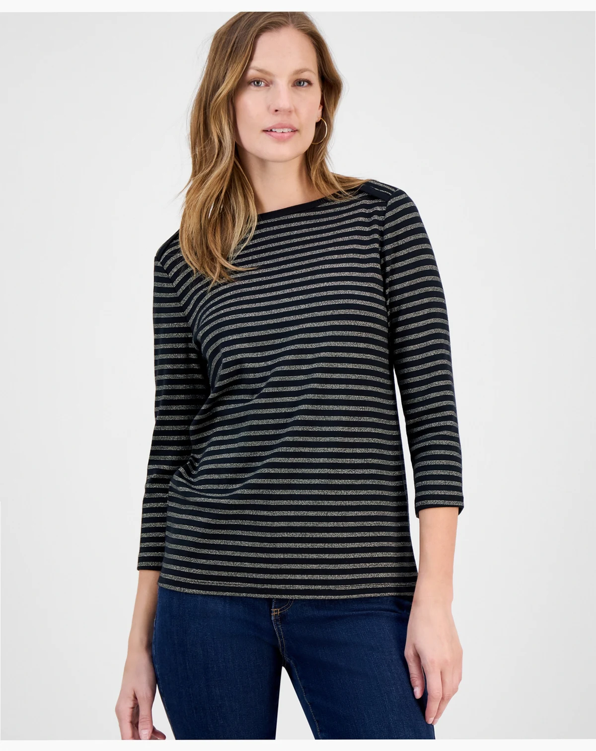 Women's Printed Pima Cotton 3/4 Sleeve Top, Macy's Exclusive