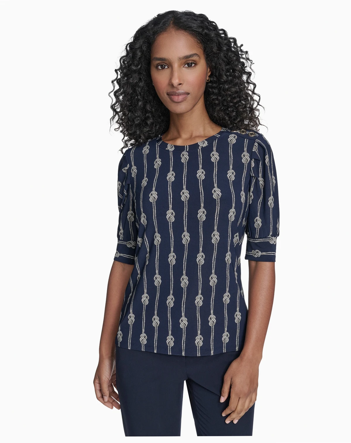 Women's Rope Knot Short Sleeve Crewneck Top