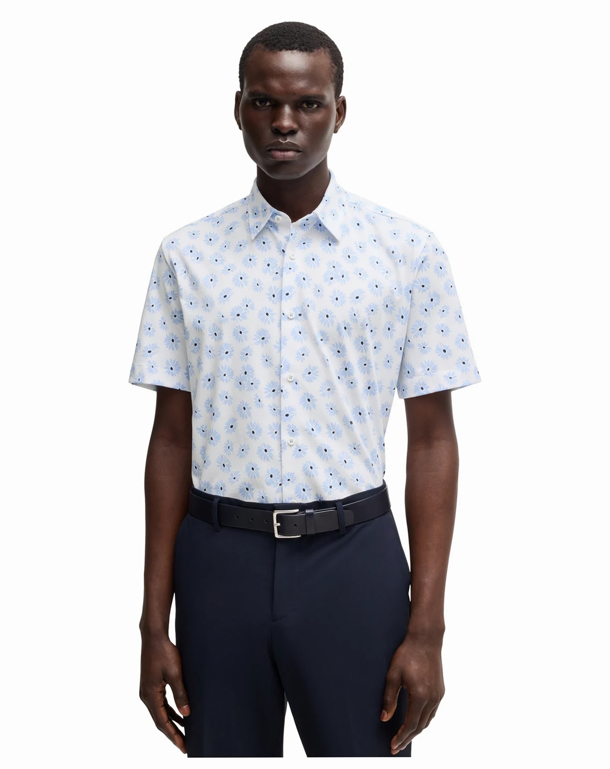 Men's Cotton-Blend Slim-Fit Dress Shirt