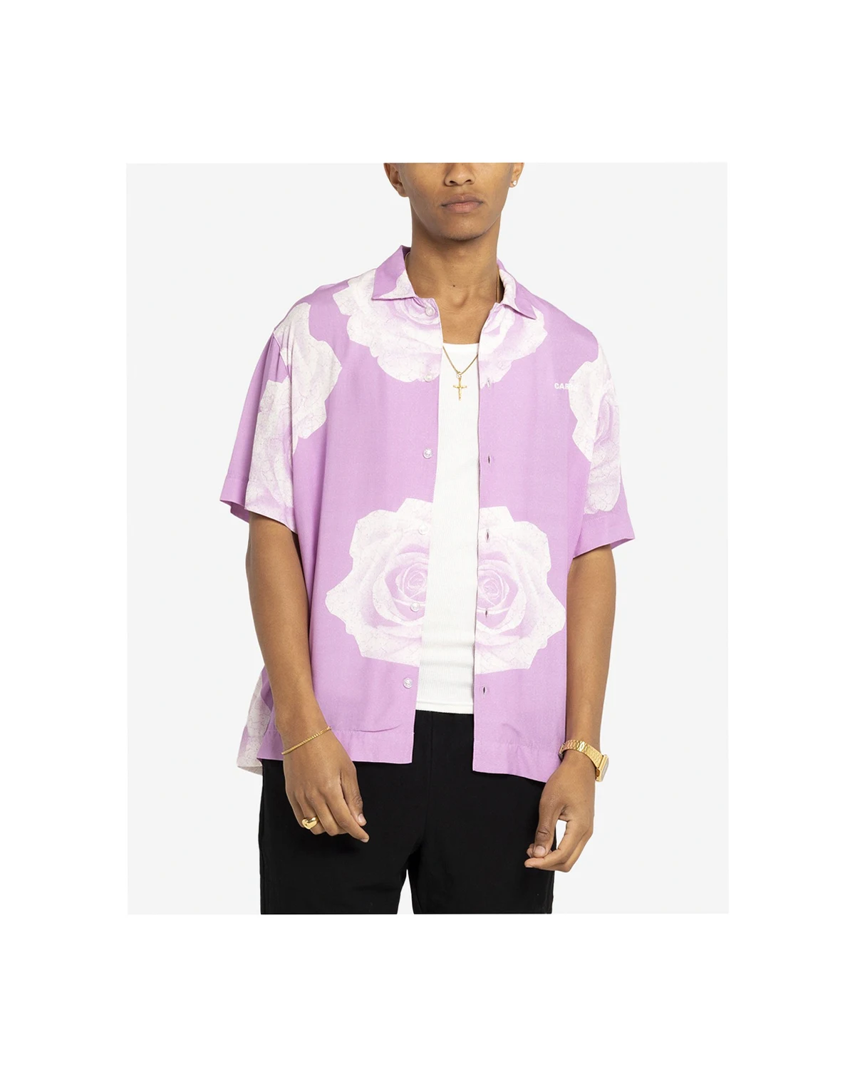 Men's Rose Bunch Button Up Shirt - XXXLarge, Light/Pastel Purple