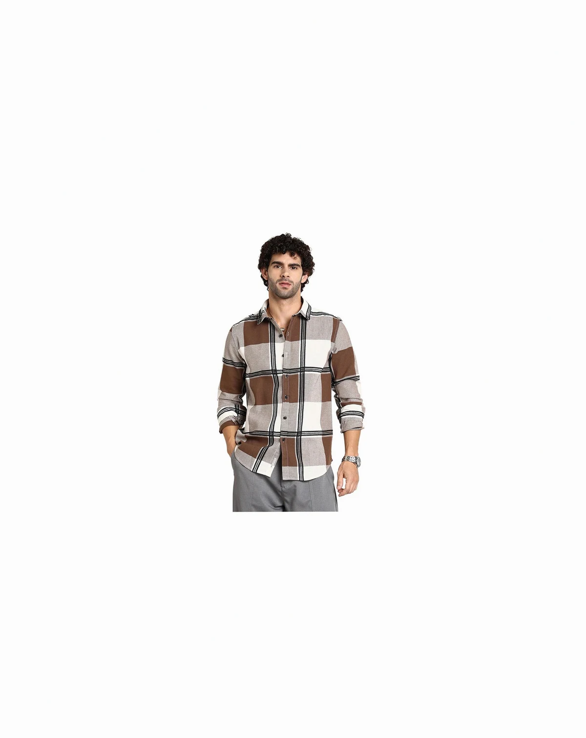 Men's Russet Brown Overlap Buffalo Shirt