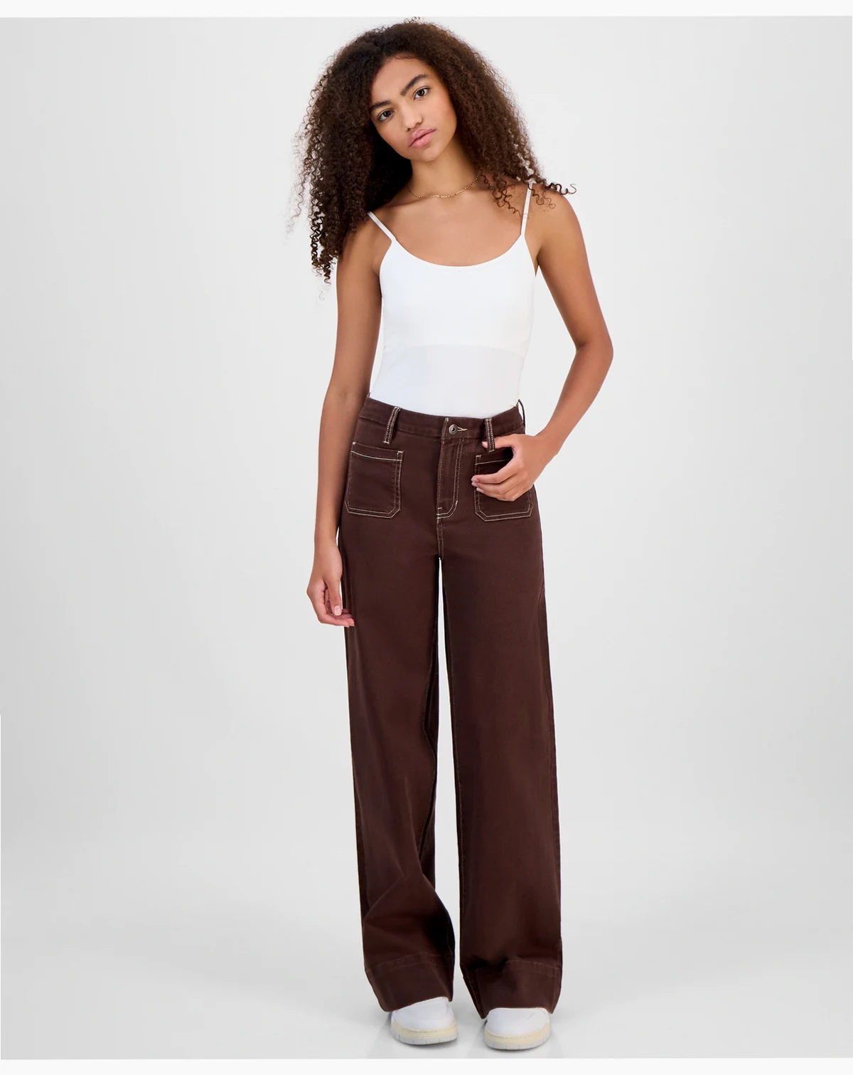 Women's High-Rise Patch-Pocket Wide-Leg Pants