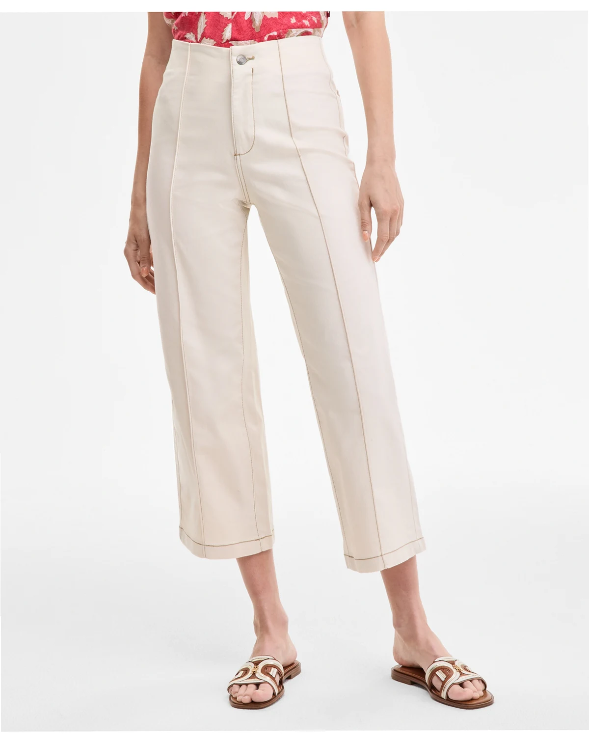 Women's Wide-Leg No-Waistband Cropped Denim Jeans