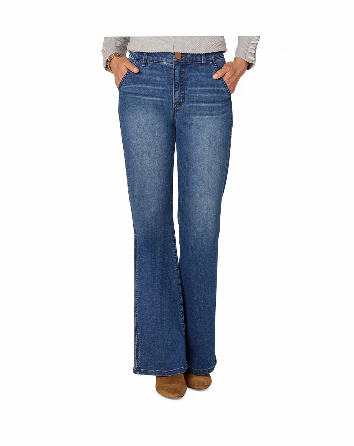 Petite "Ab"solution Skyrise Double Side Seam Flare Trouser Jeans