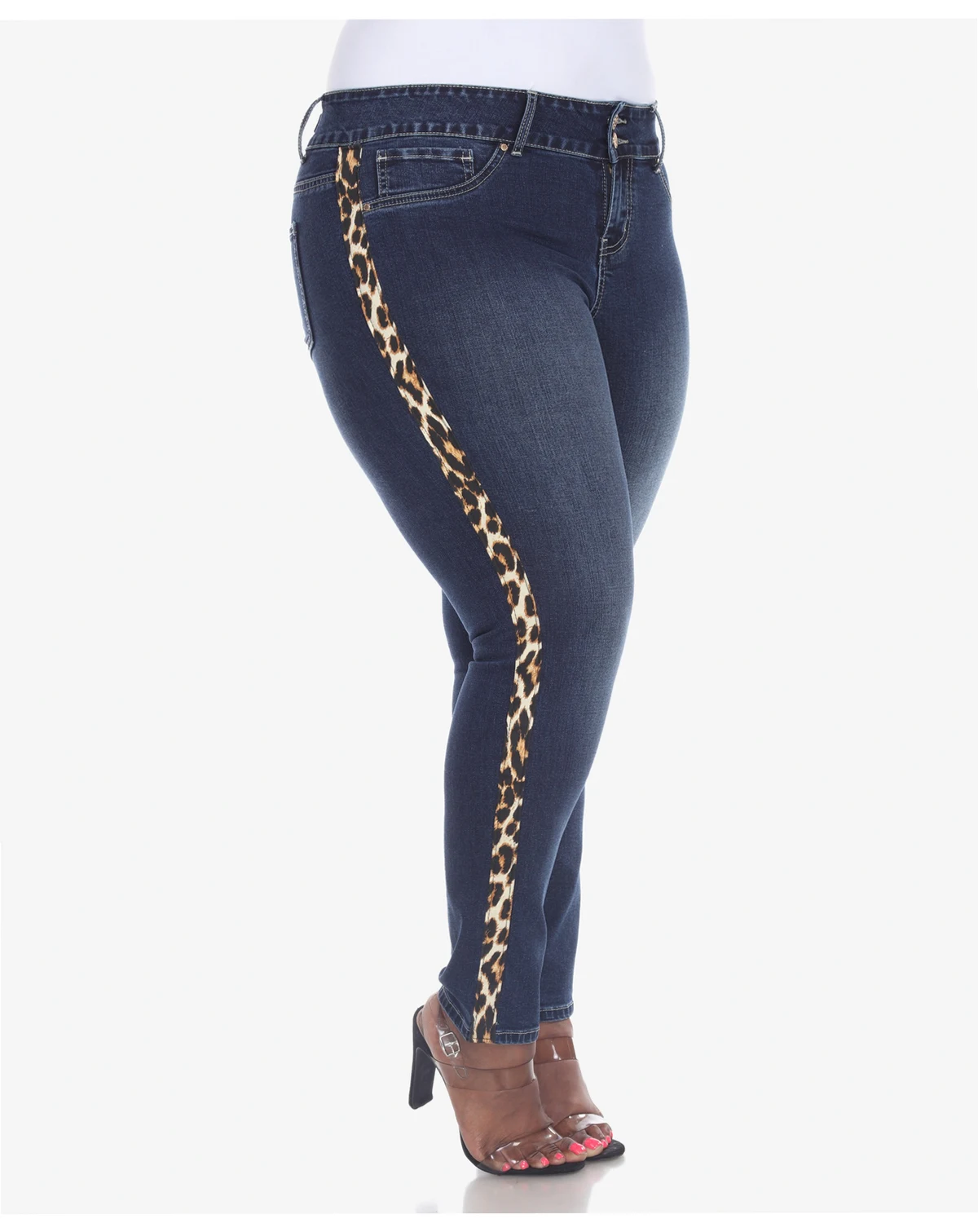 Plus Size Super Stretch Denim with Cheetah Pannel