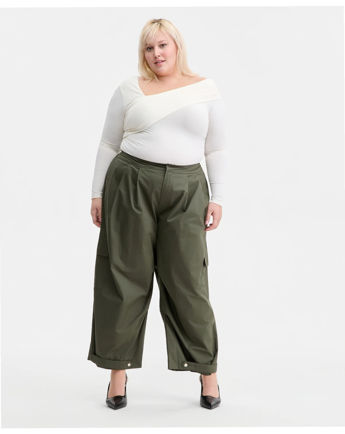 Trendy Plus Size Cotton Wide-Leg Cargo Pants, Macy's Exclusive