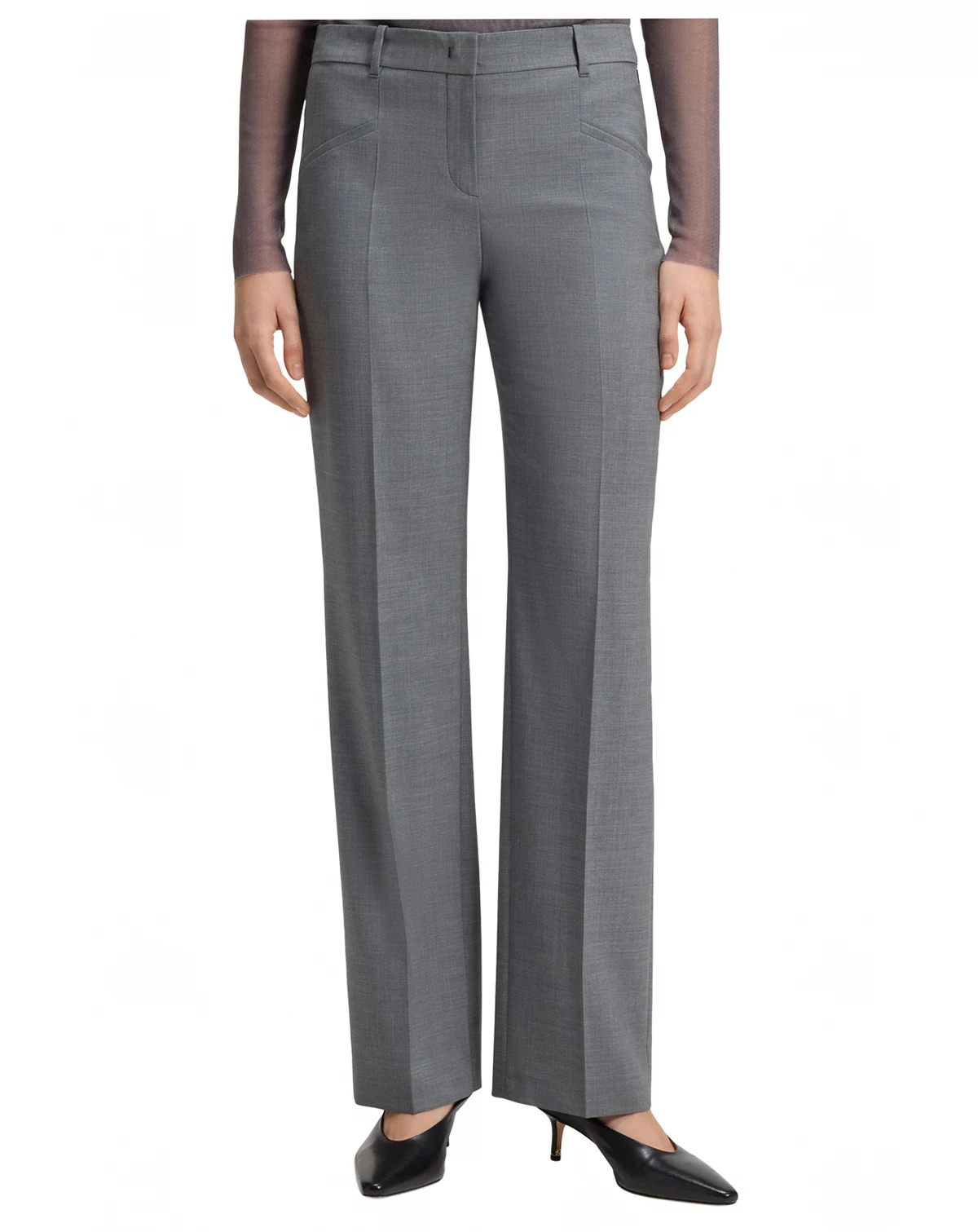 Women's Mélange Virgin Wool Relaxed-Fit Pants