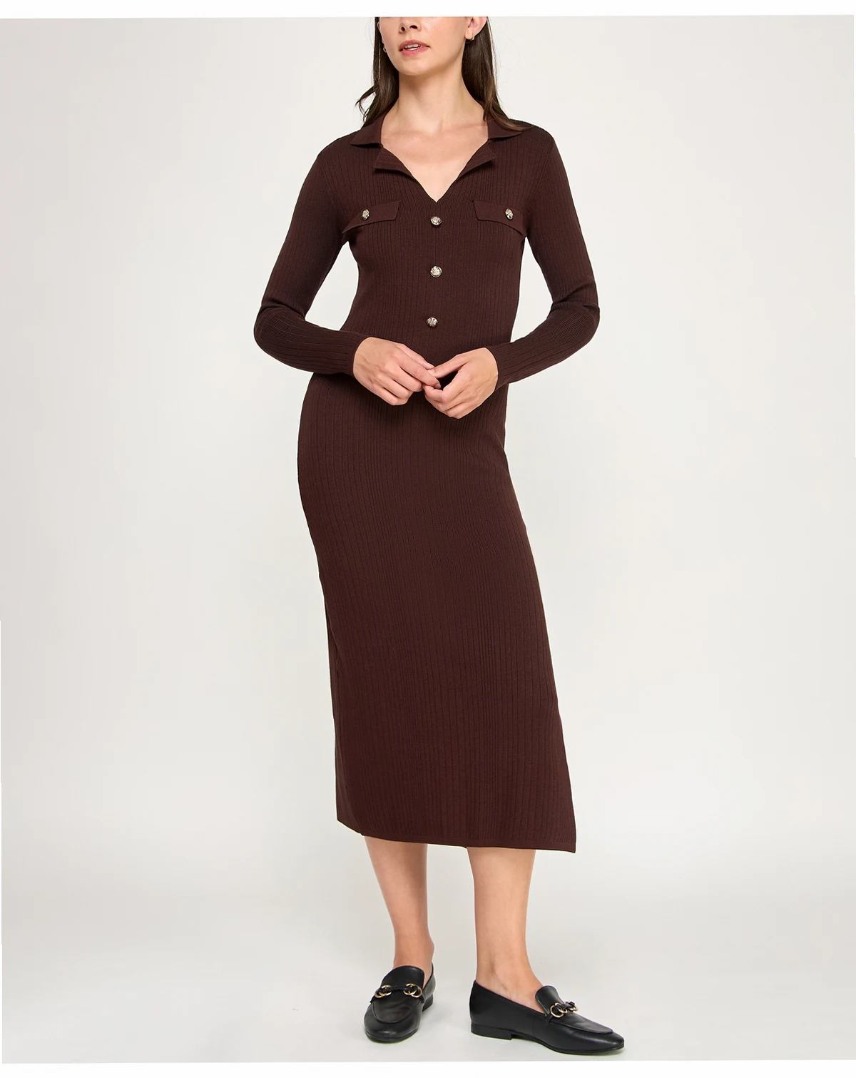 Juniors' Long-Sleeve Midi Sweater Dress