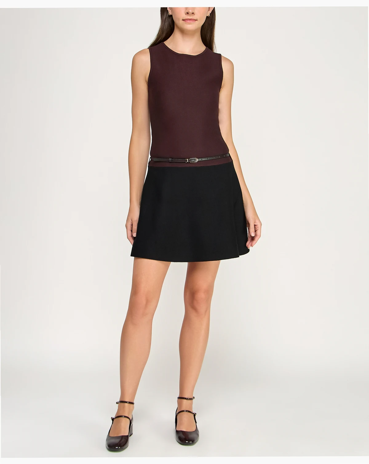 Women's Sleeveless Crew Neck Fit and Flare Dress