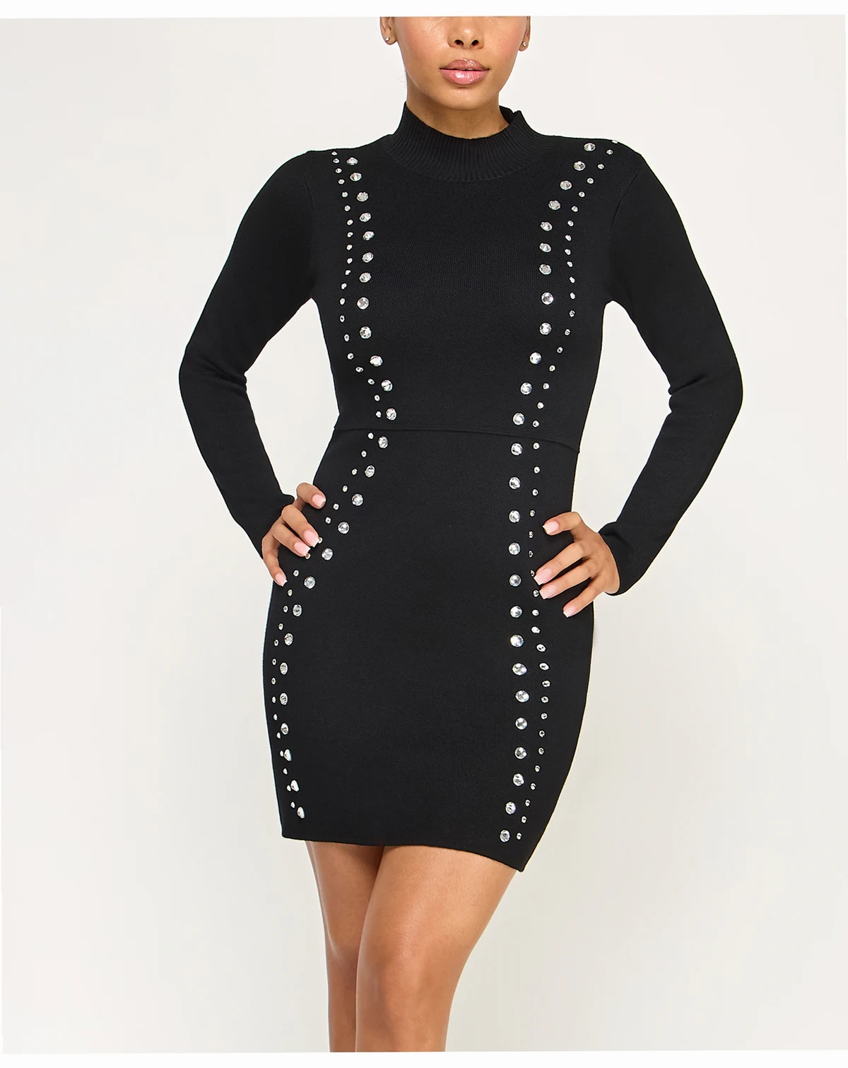 Juniors Rhinestone Fitted Sweater Dress
