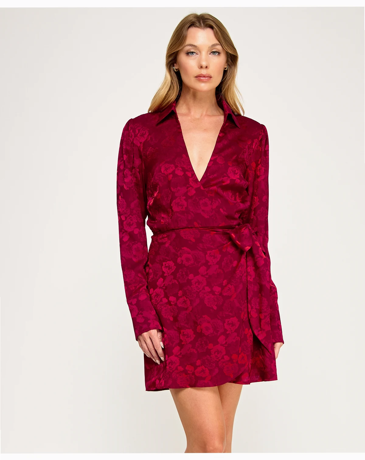 Juniors' Long Sleeve Wrap Mini Dress