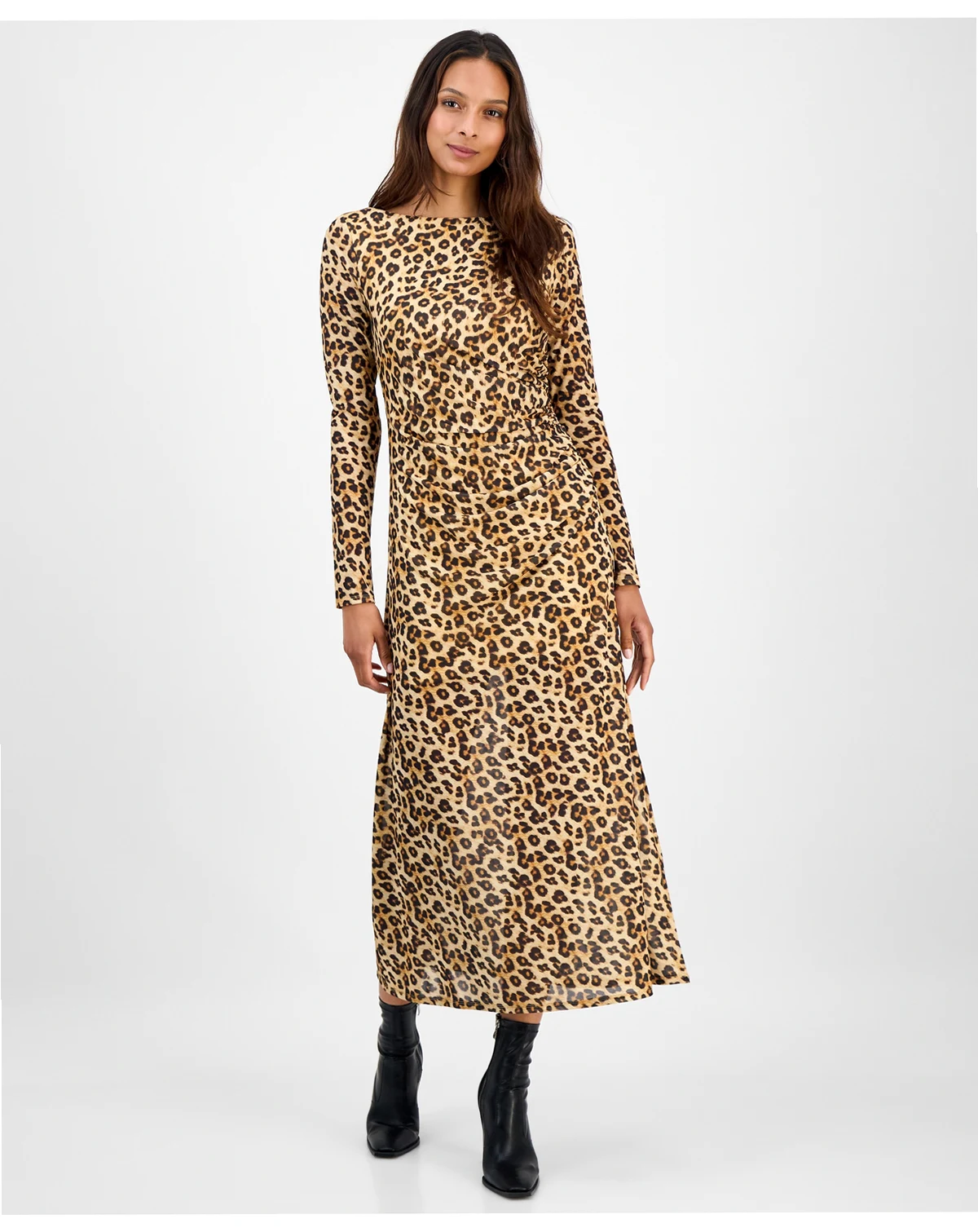 Women's Leopard-Print Mesh Low-Back Midi Dress, Macy's Exclusive