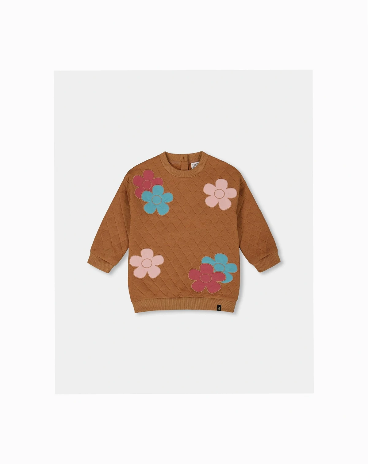 Toddler Girls Quilted Tunic Mocha with Flowers - Toddler|Child