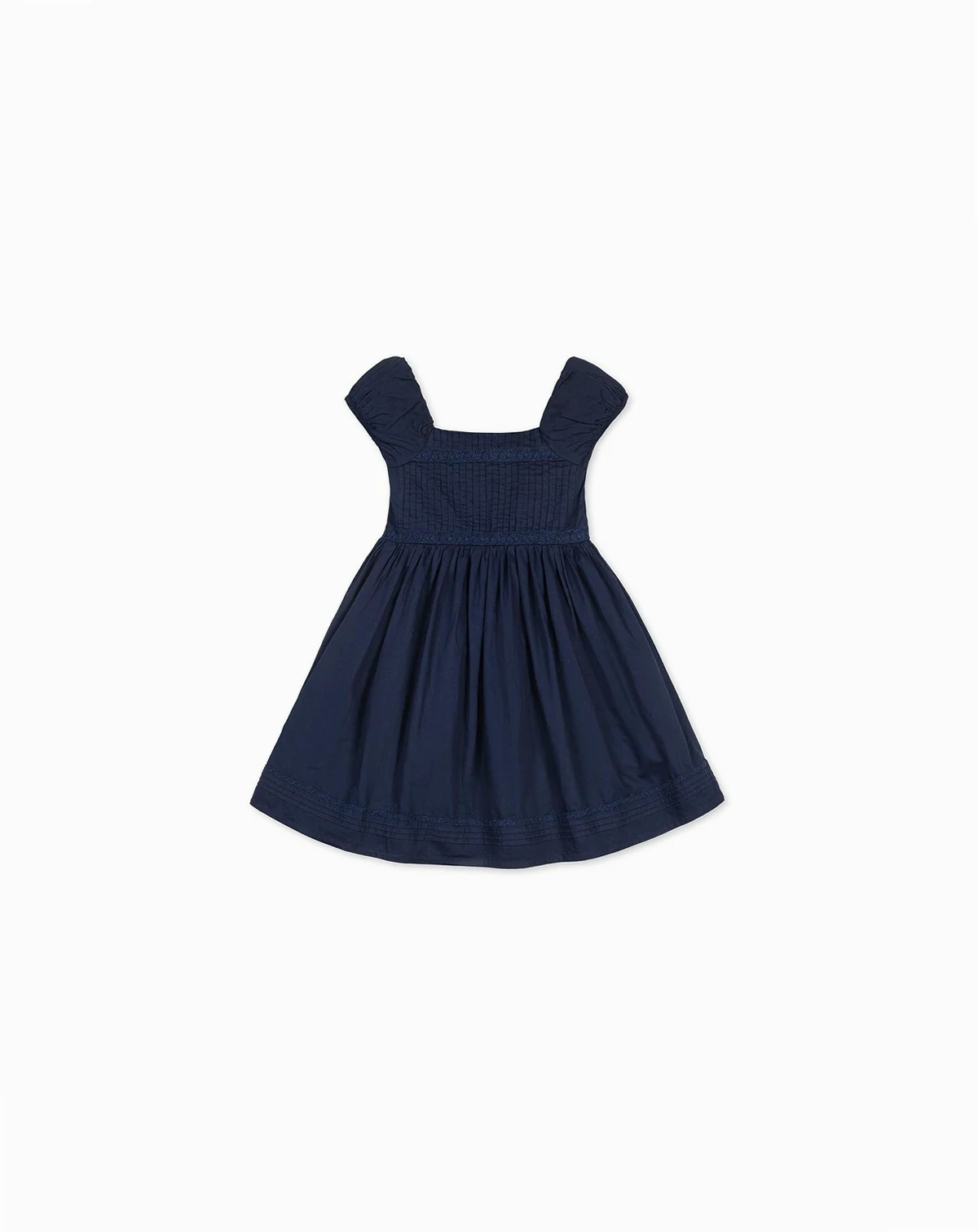 Toddler Girls Organic Puff Sleeve Pintuck Sateen Party Dress