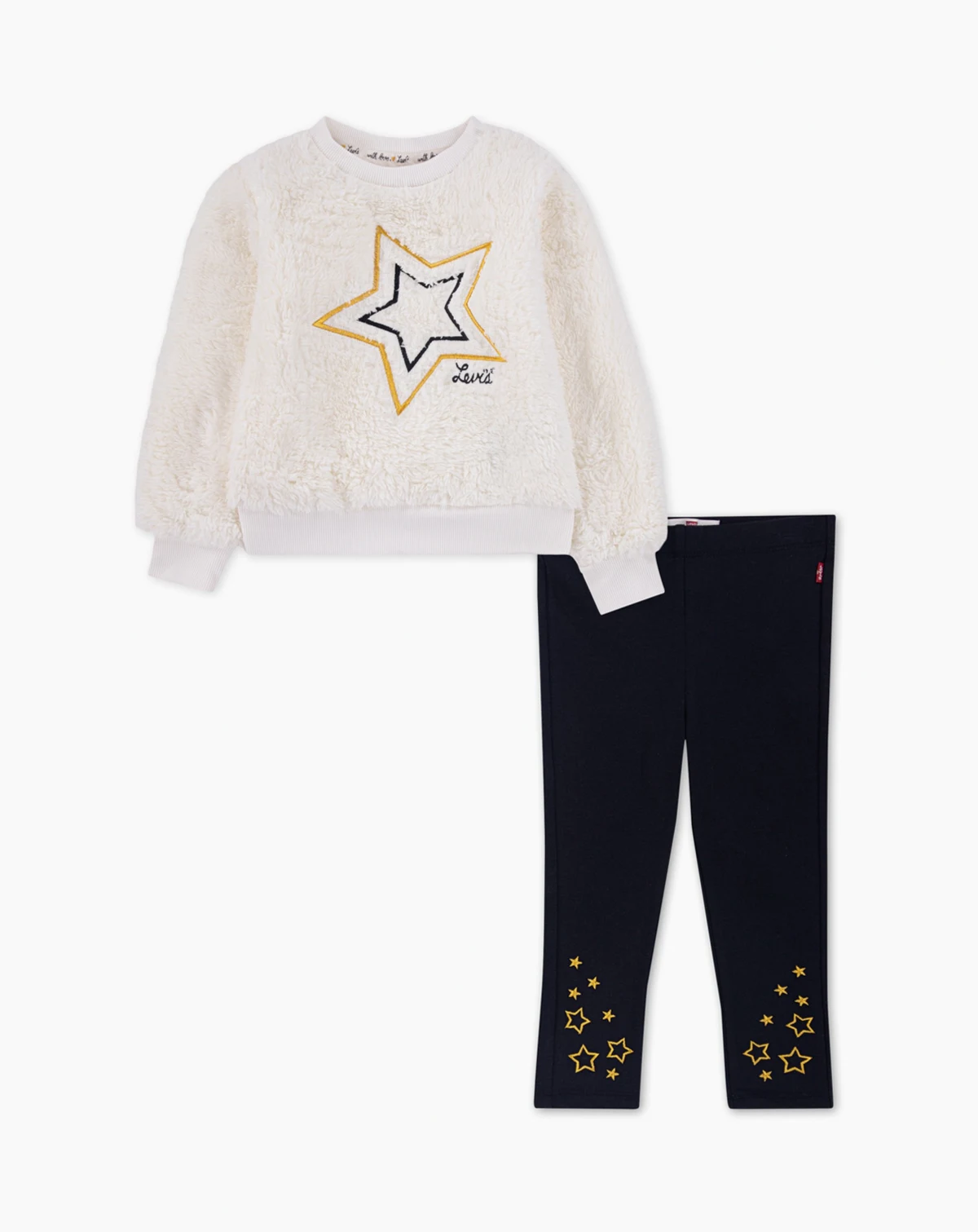 Toddler Girls 2-Piece Sherpa Crewneck Top and Leggings Set